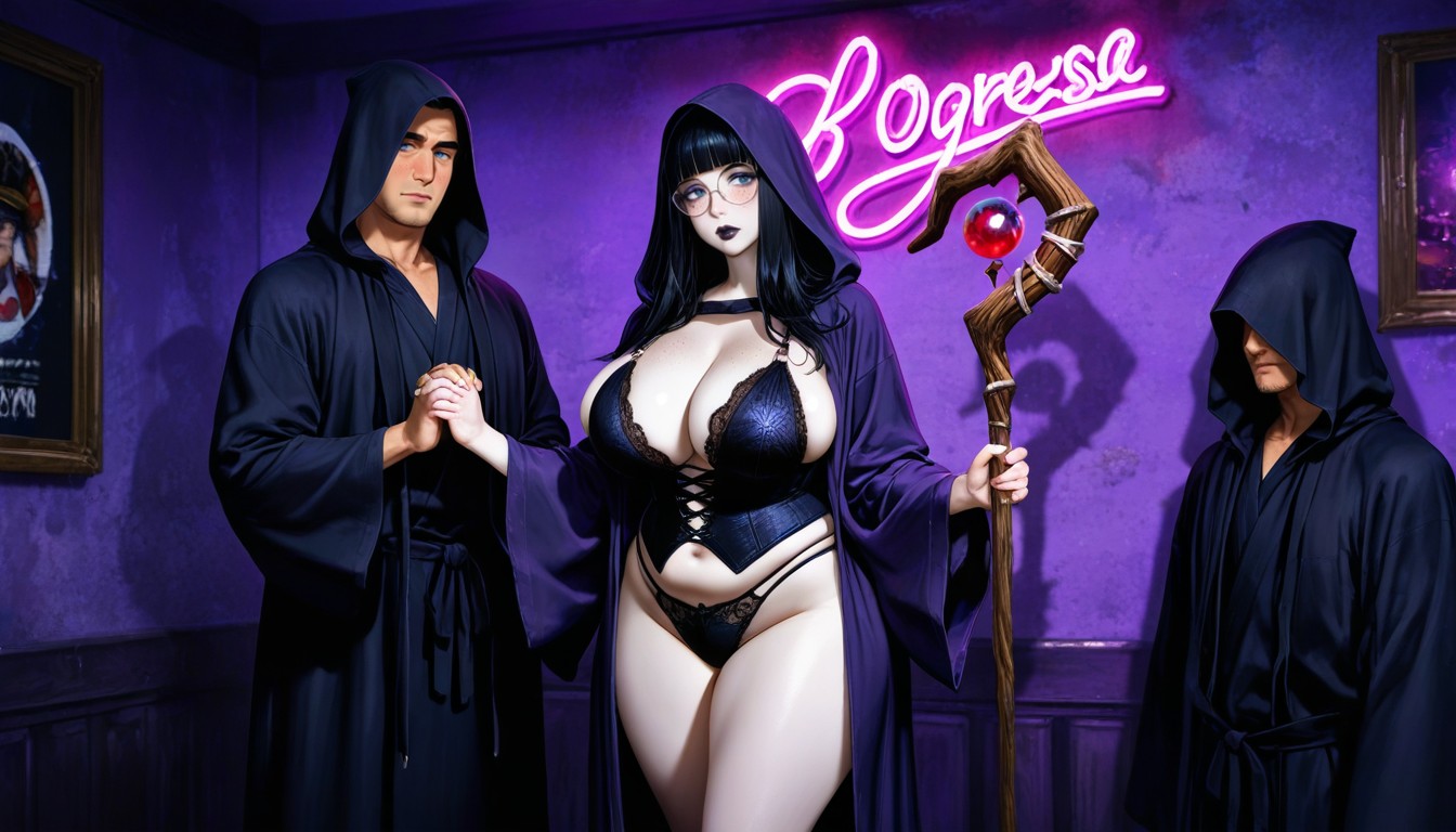 Freckles Covering Face, Black Eyeshadows, Revealing Cleric Robes Sideboob AI Gay Porn