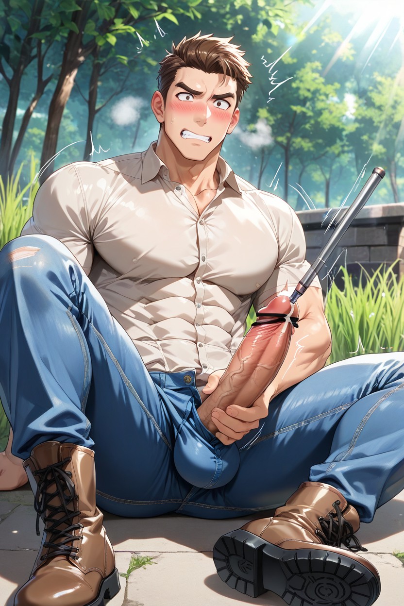 Sounding Stick In Penis Urethra, Jeans, Soft Eyes AI同性戀黃片