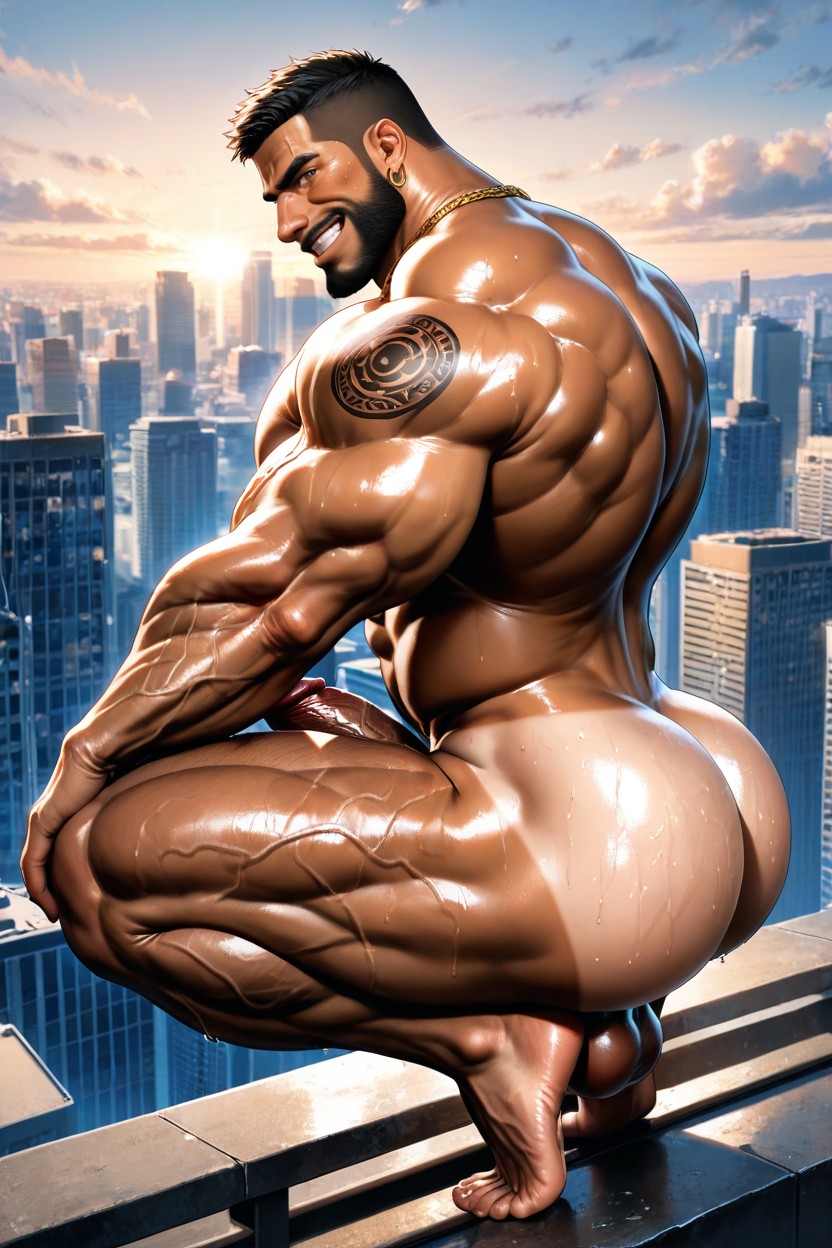 Arabic Man, Wide Back, Tattoos Porno IA Gay