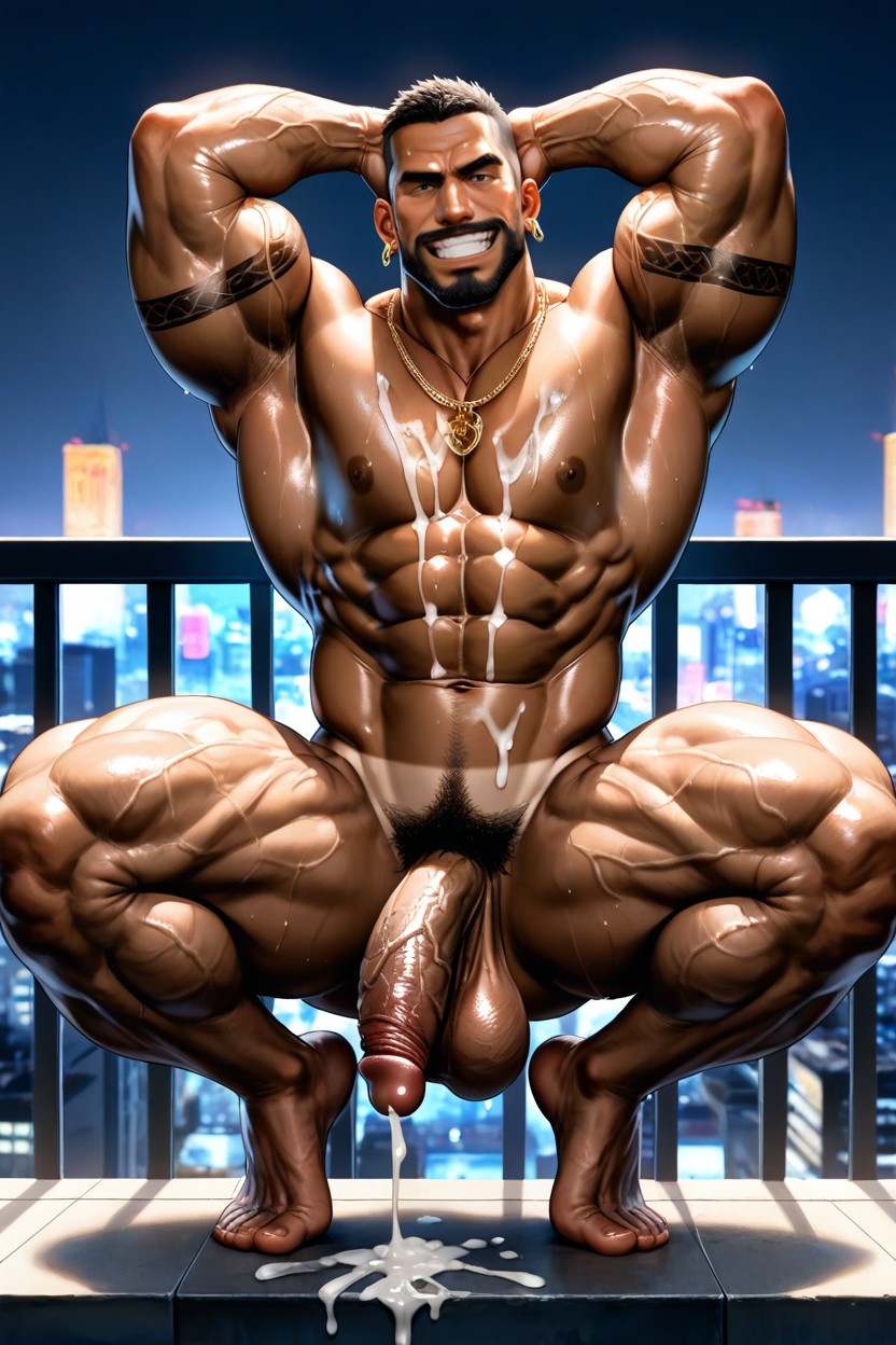 Squatting, Looking At Viewer, Hairless Body ゲイAIポルノ