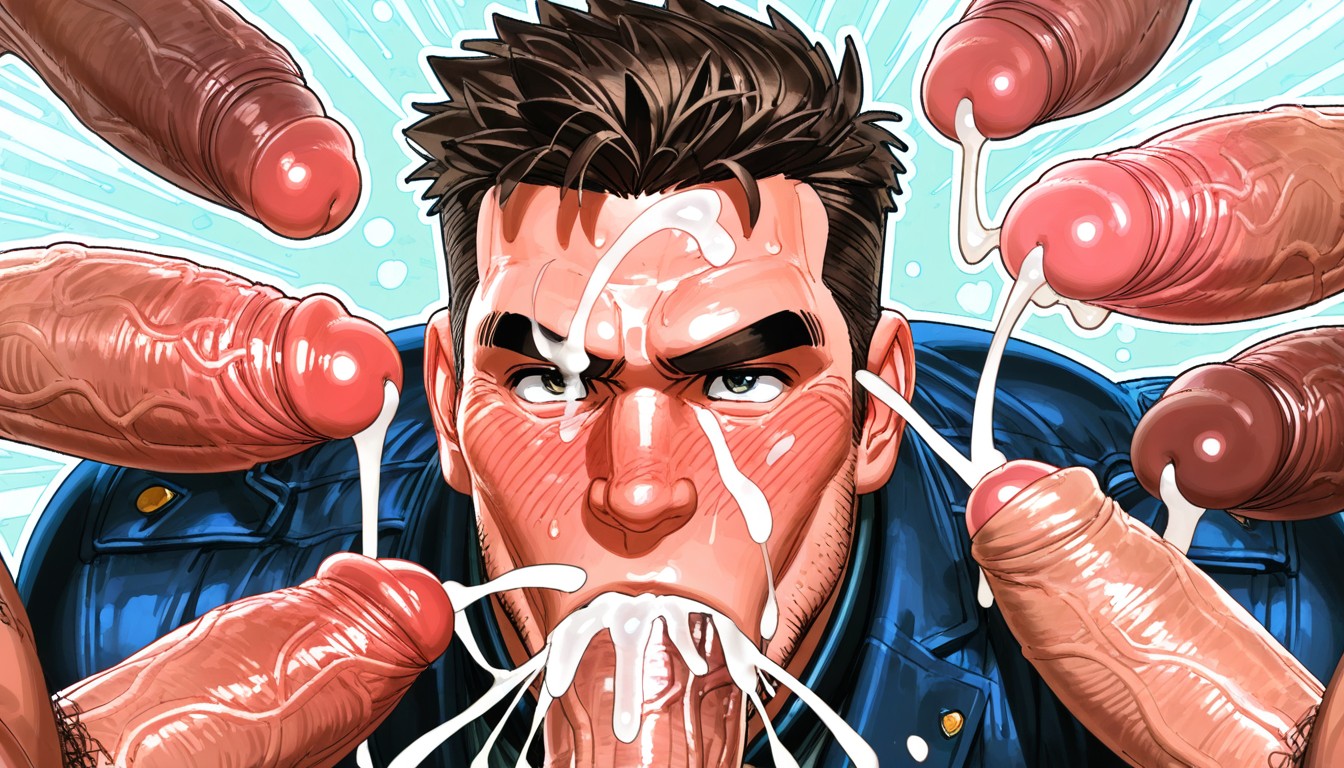 ベリーショートヘア, Stubble, 特大の筋肉 ゲイAIポルノ