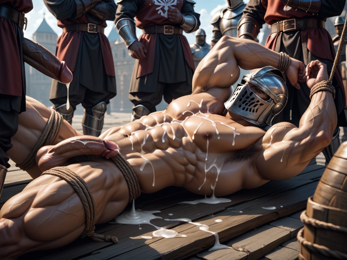 Bound In Ropes Gangbang, Cum, Cum Dripping From His Body Cum Everywhere ゲイAIポルノ