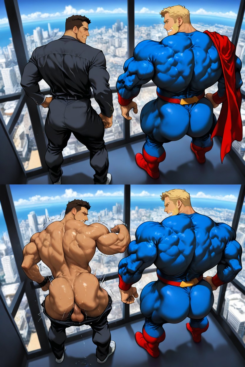 Dunkle Braune Haut, Blasen-hintern, Superman KI Schwulenporno