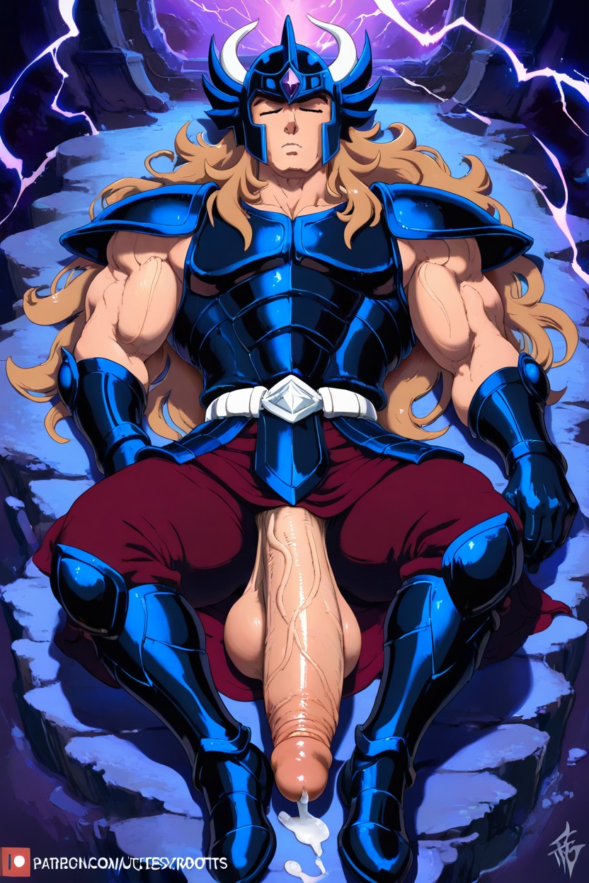 Muscles, Saint Seiya, Purple Lightning Background ゲイAIポルノ