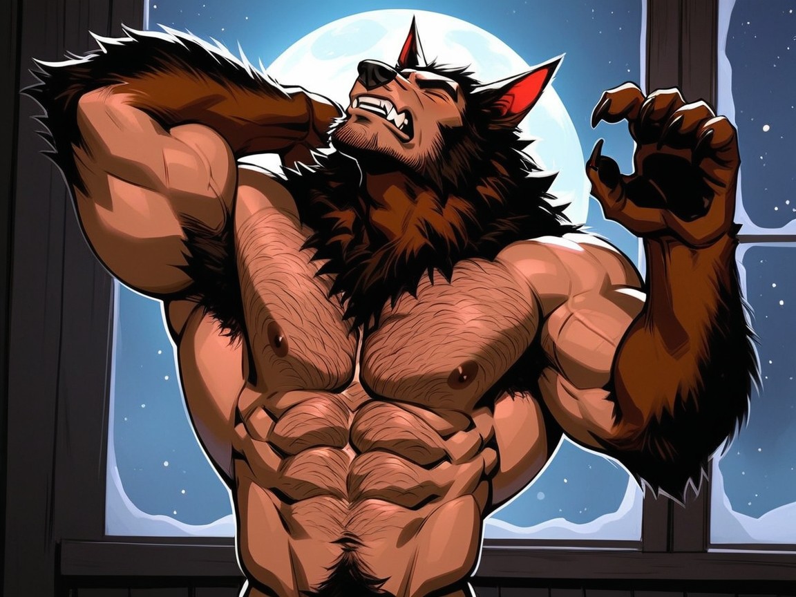 Extreme Werewolf Gay Anal Sex, Hair, Moth Open AI Gay Porn