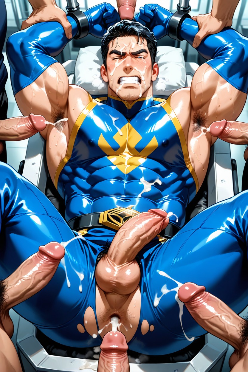 破れた服, 筋肉質, His Arms Are Held Down Above His Head ゲイAIポルノ
