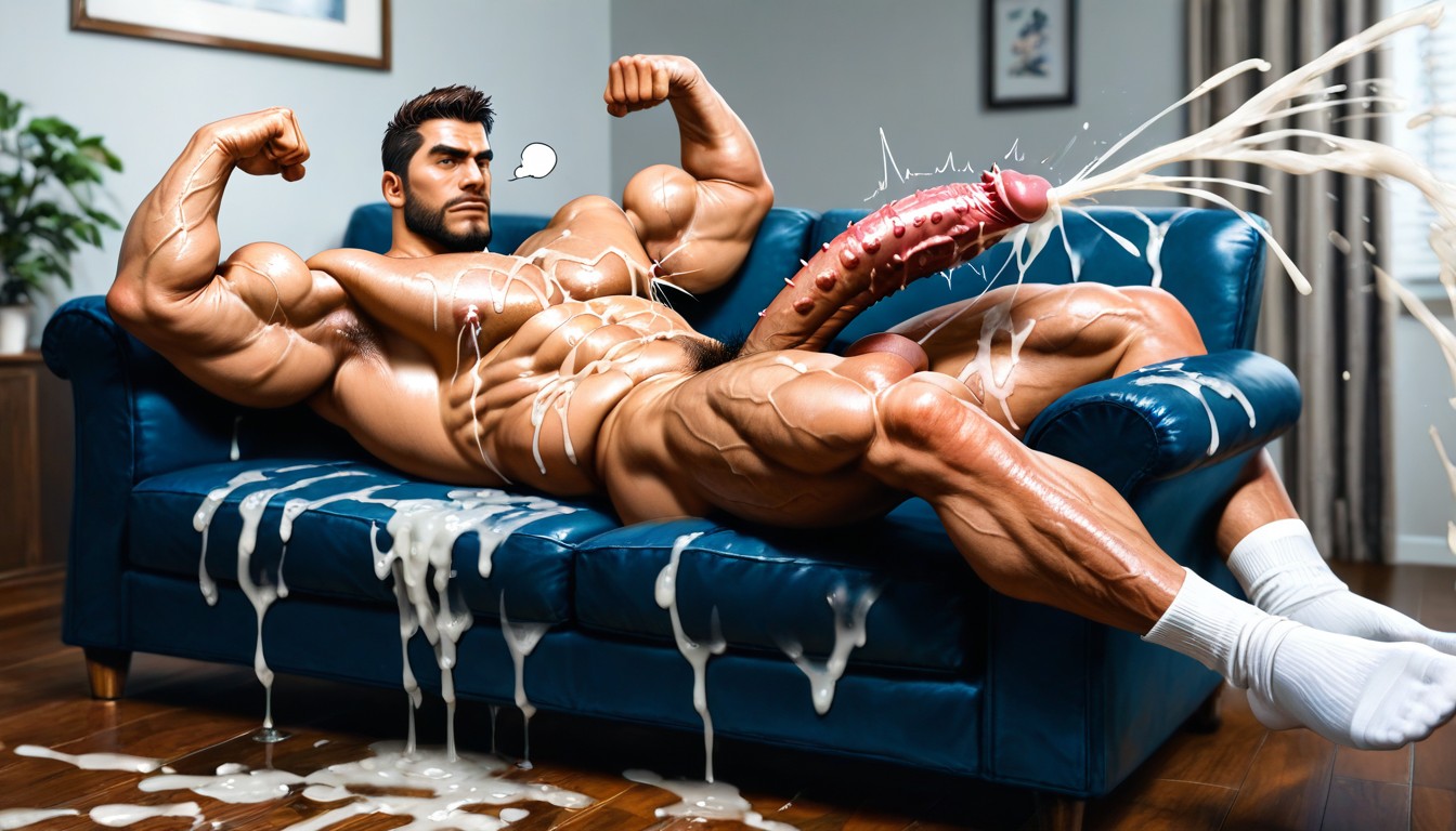 Twitching Penis, Broad Shoulders, Oversized Muscles AI Gay Porn