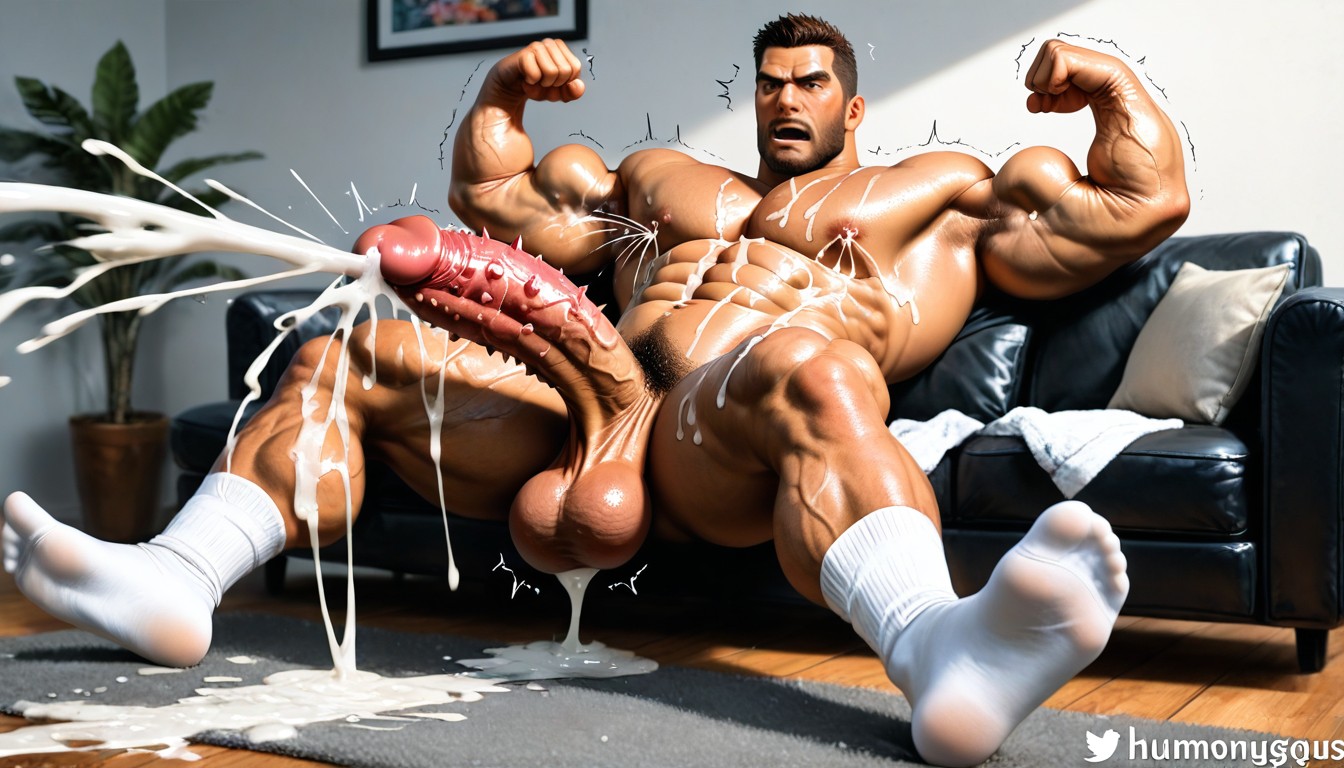 Big Balls, Pubic Hair, 混乱した顔 ゲイAIポルノ