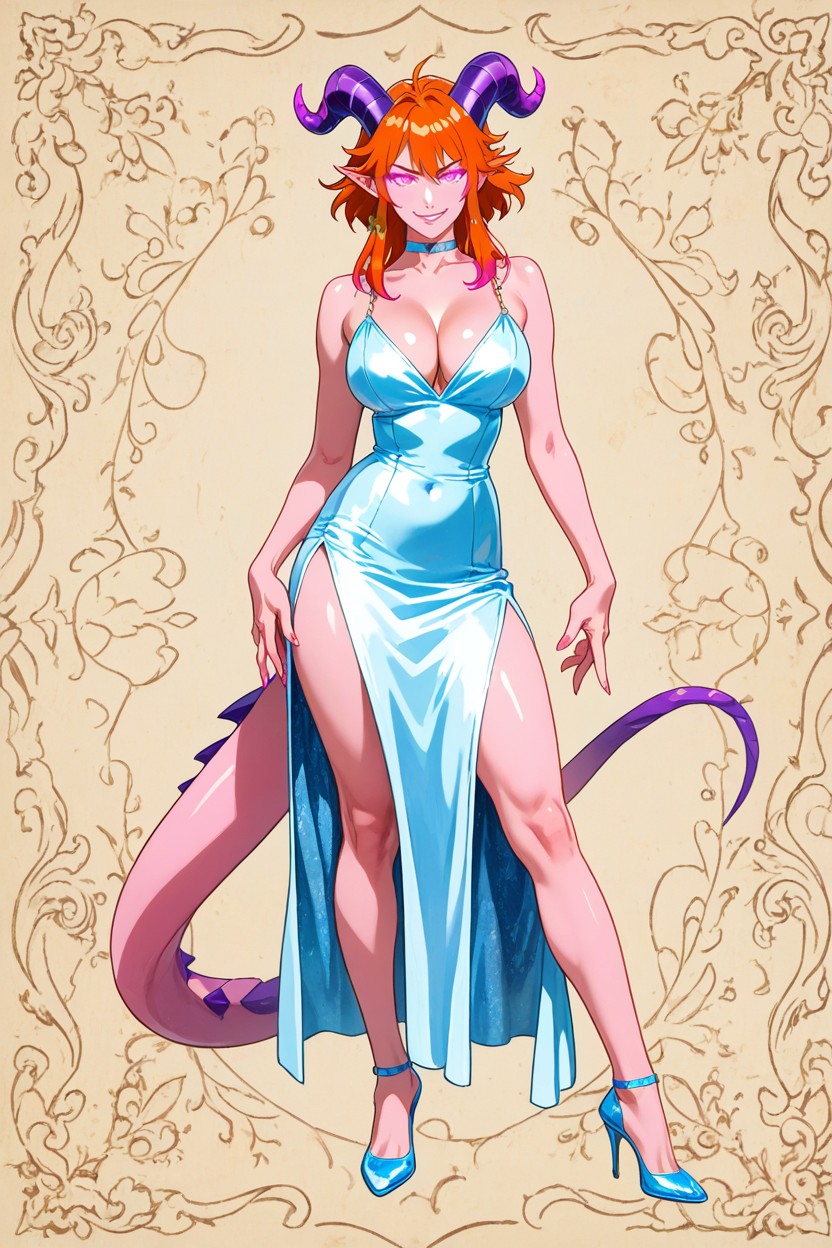 Glowing Magenta Eyes, Sexy High Heels, Sexy Pose ゲイAIポルノ