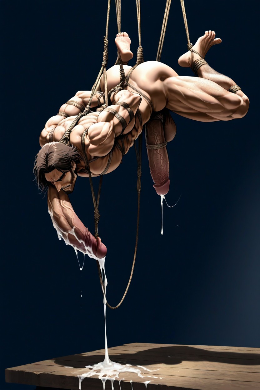 Latino, Shibari Cock And Balls, Muscular Body Porno IA Gay