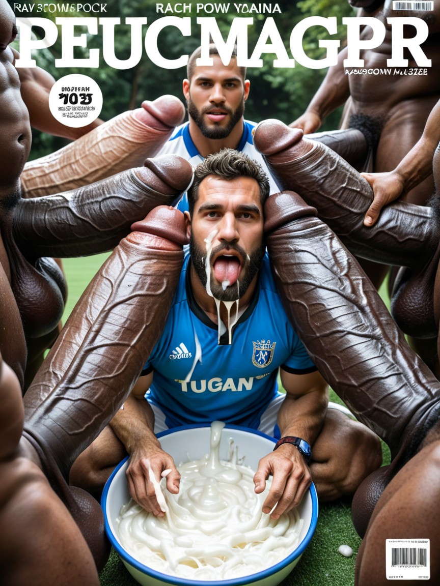 Eyes Rolling Back With Pleasure, Handsome Bearded Face, A Handsome Bearded Male Soccer Player ゲイAIポルノ