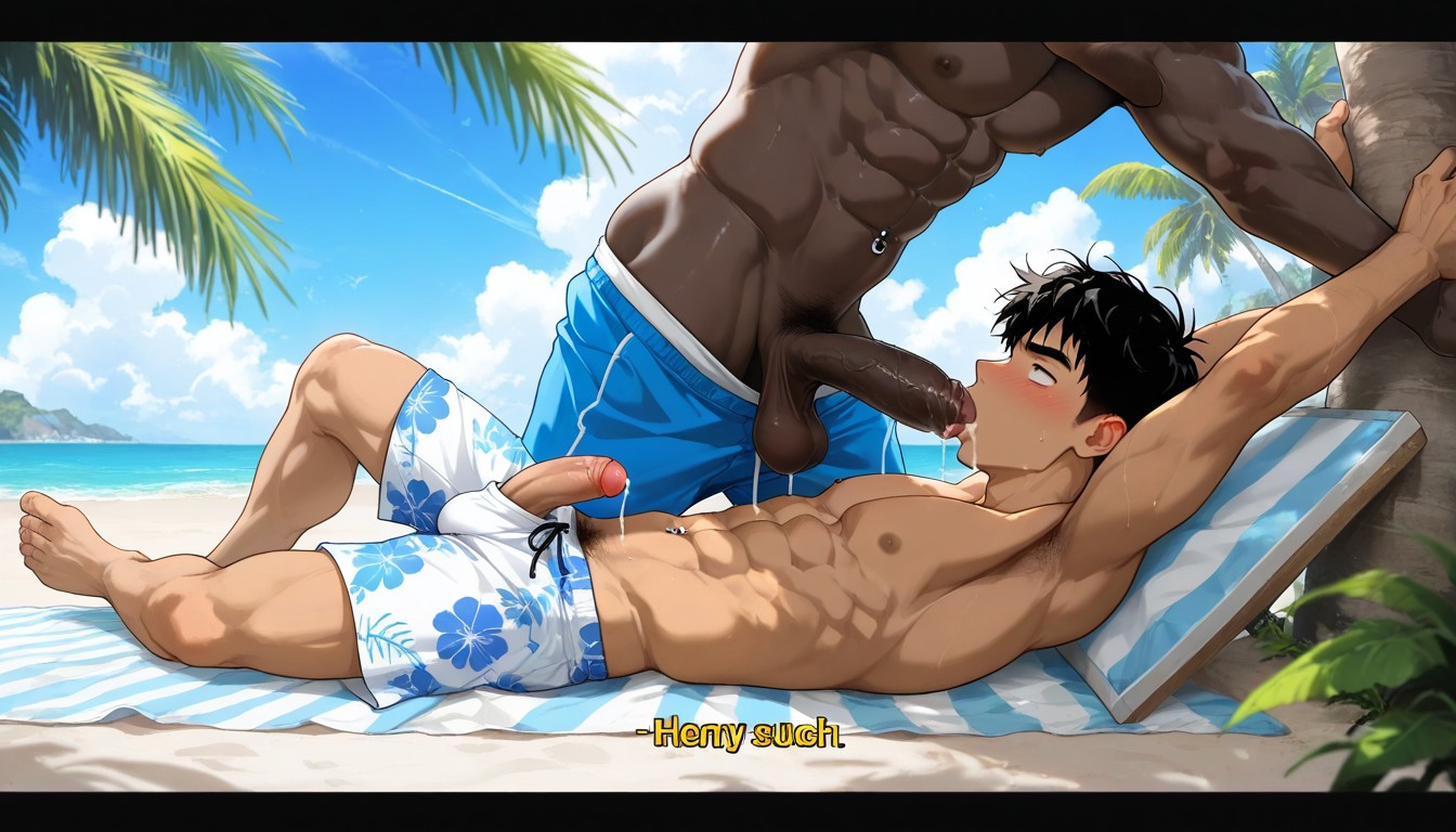 Very Tanned, Interracial, Male AI Gay Porn