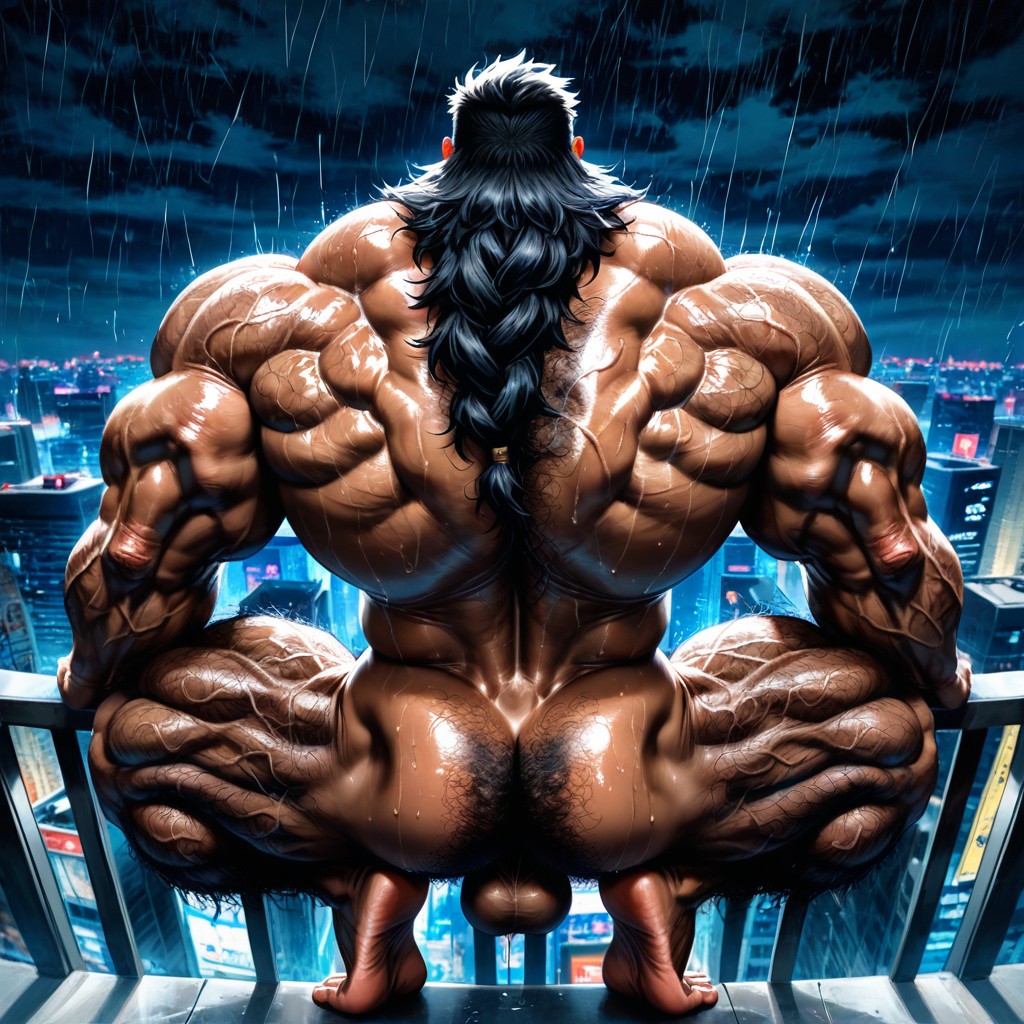Incredibly Hairy Fur Trail And Abs, Hyper Balls, On Tiptoes AI Gay Porn