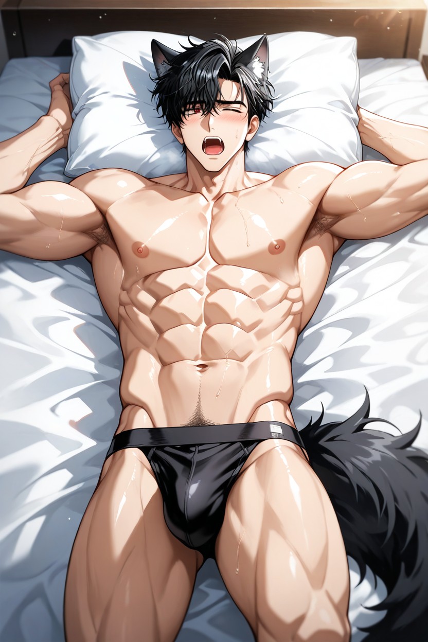 Lie On Back, Lying, Yawning Because Of Sleepiness ゲイAIポルノ