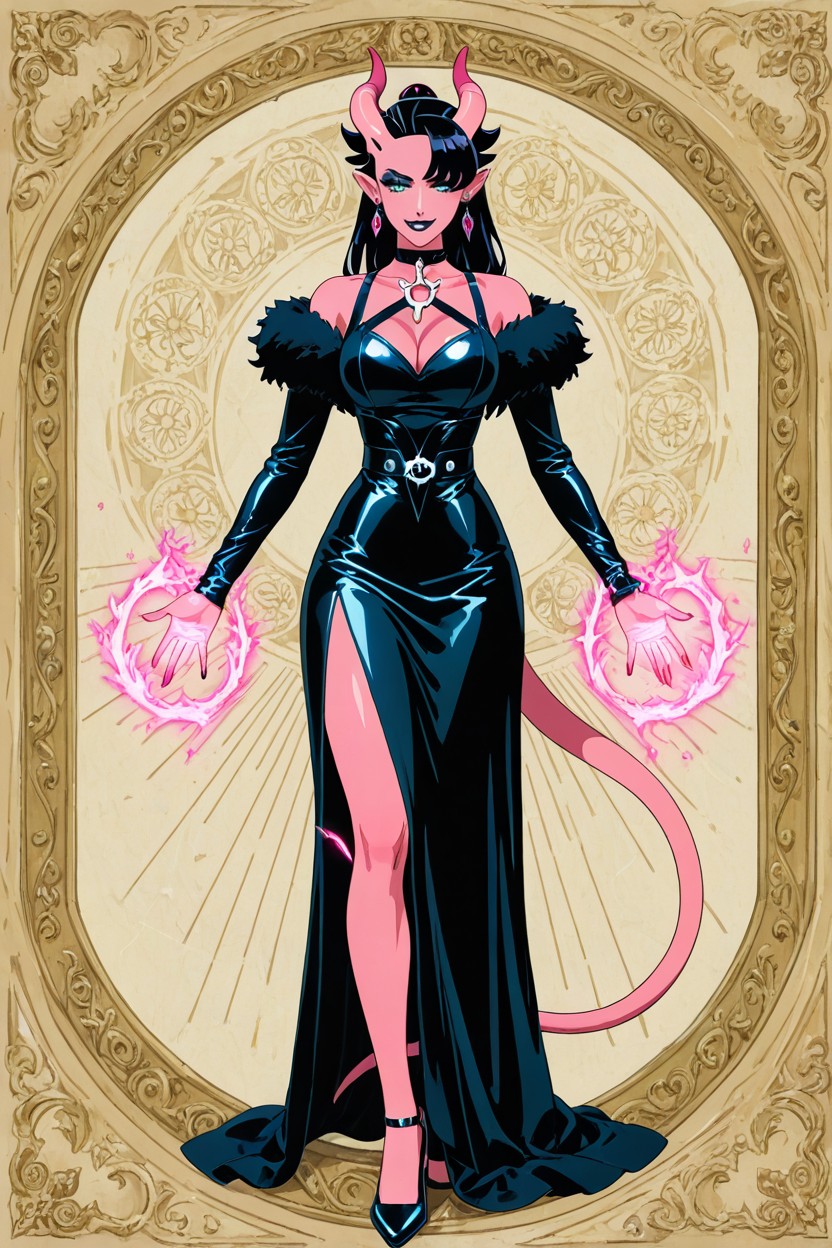 Pink Tiefling, Normal Colors, Sexy Pose ゲイAIポルノ