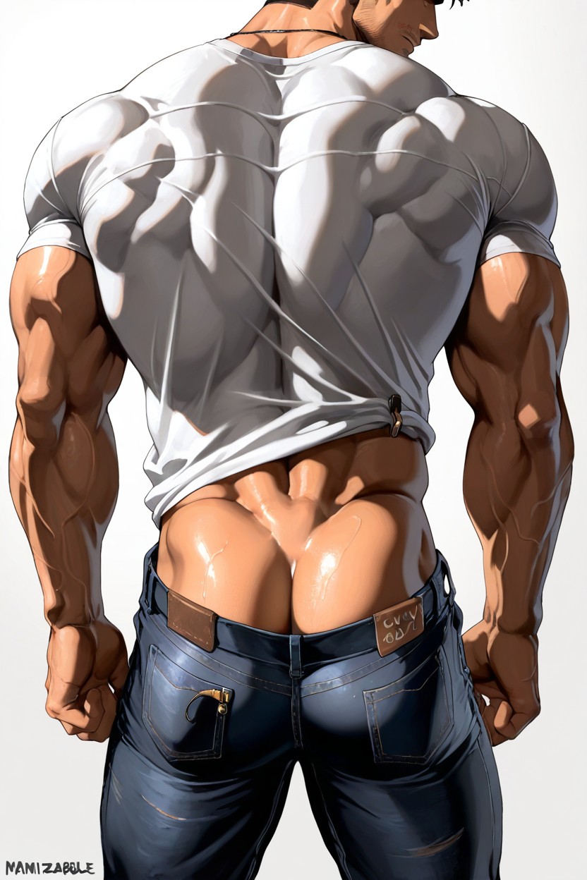 Big Biceps, Rear View, Squeezable AI Gay Porn