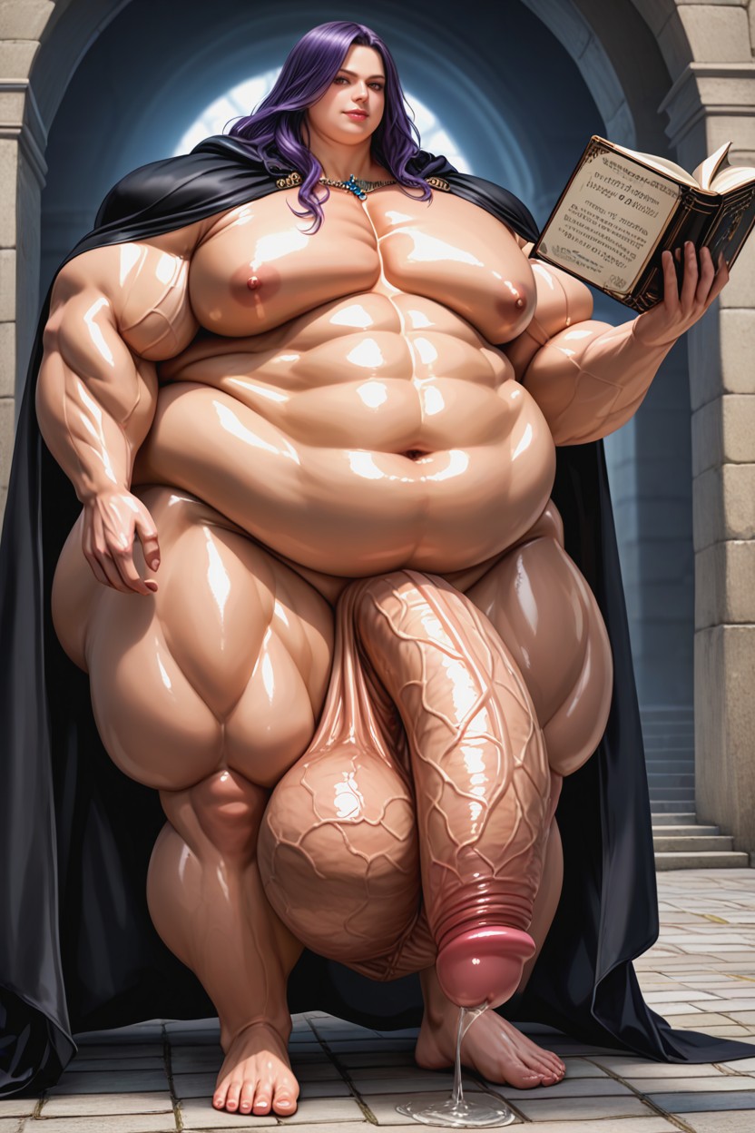 Hyper Long Gigantic Cock, Holding Book, Thick Thighs AI Gay Porn