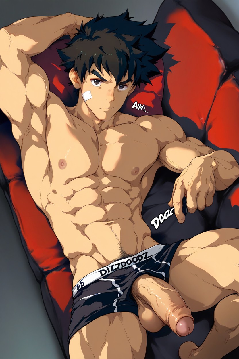 Simple Background, Dizdoodz, Black Messy Hair ゲイAIポルノ