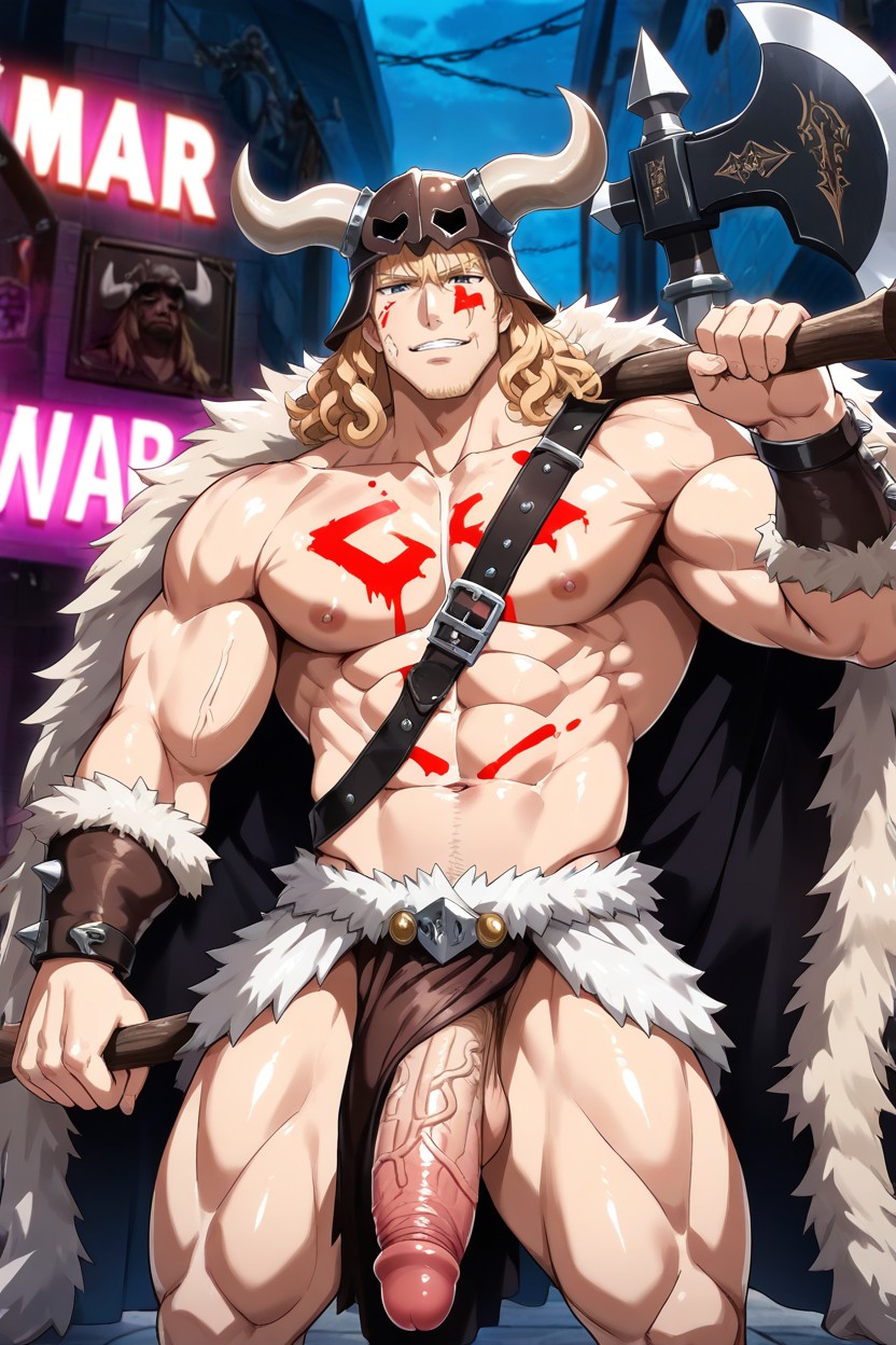 Battle Axe In Hand, ロングコック, Fur Loincloth ゲイAIポルノ