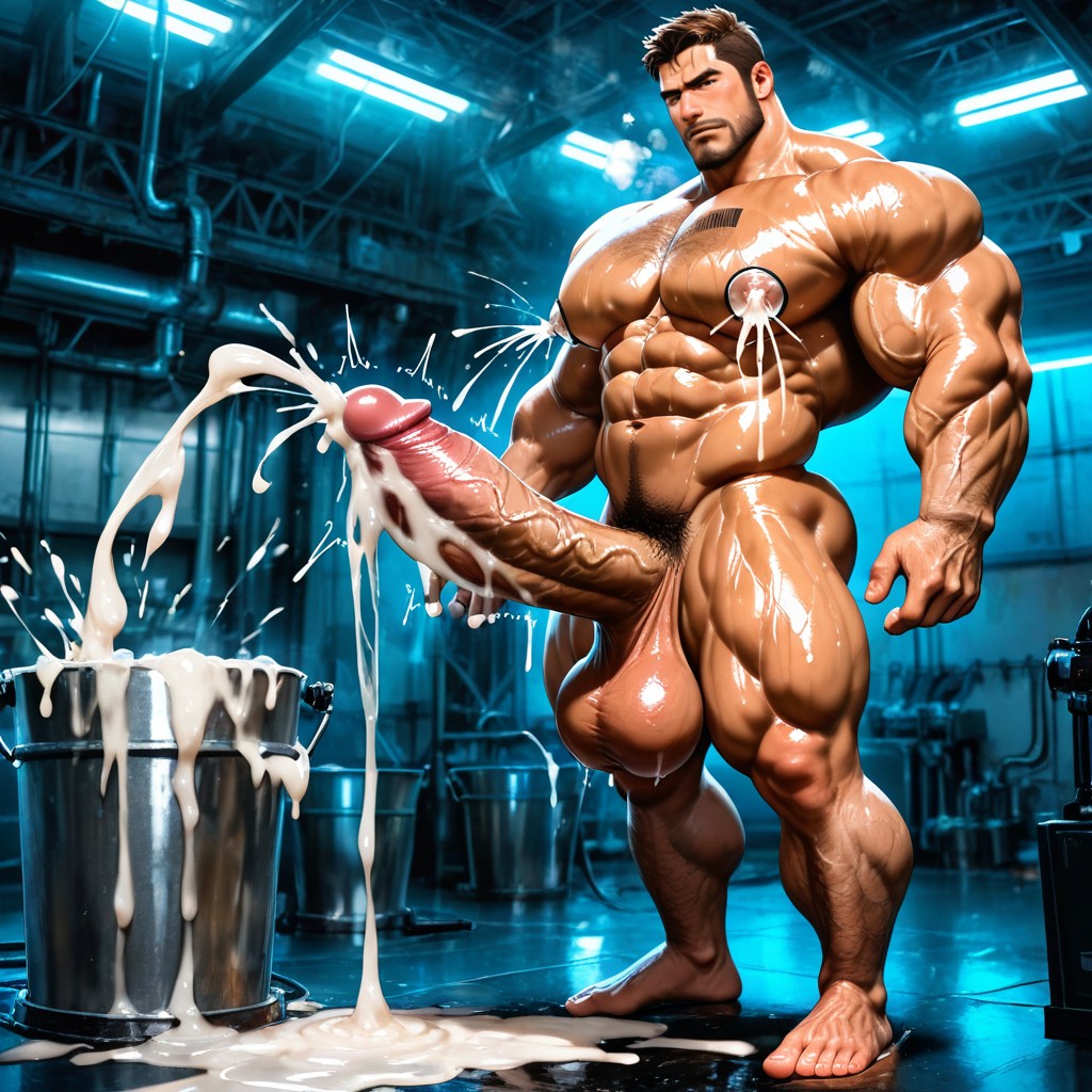 Transparent Nipple Cups, Massive Muscles, Shooting Cum Pornografia gay com IA