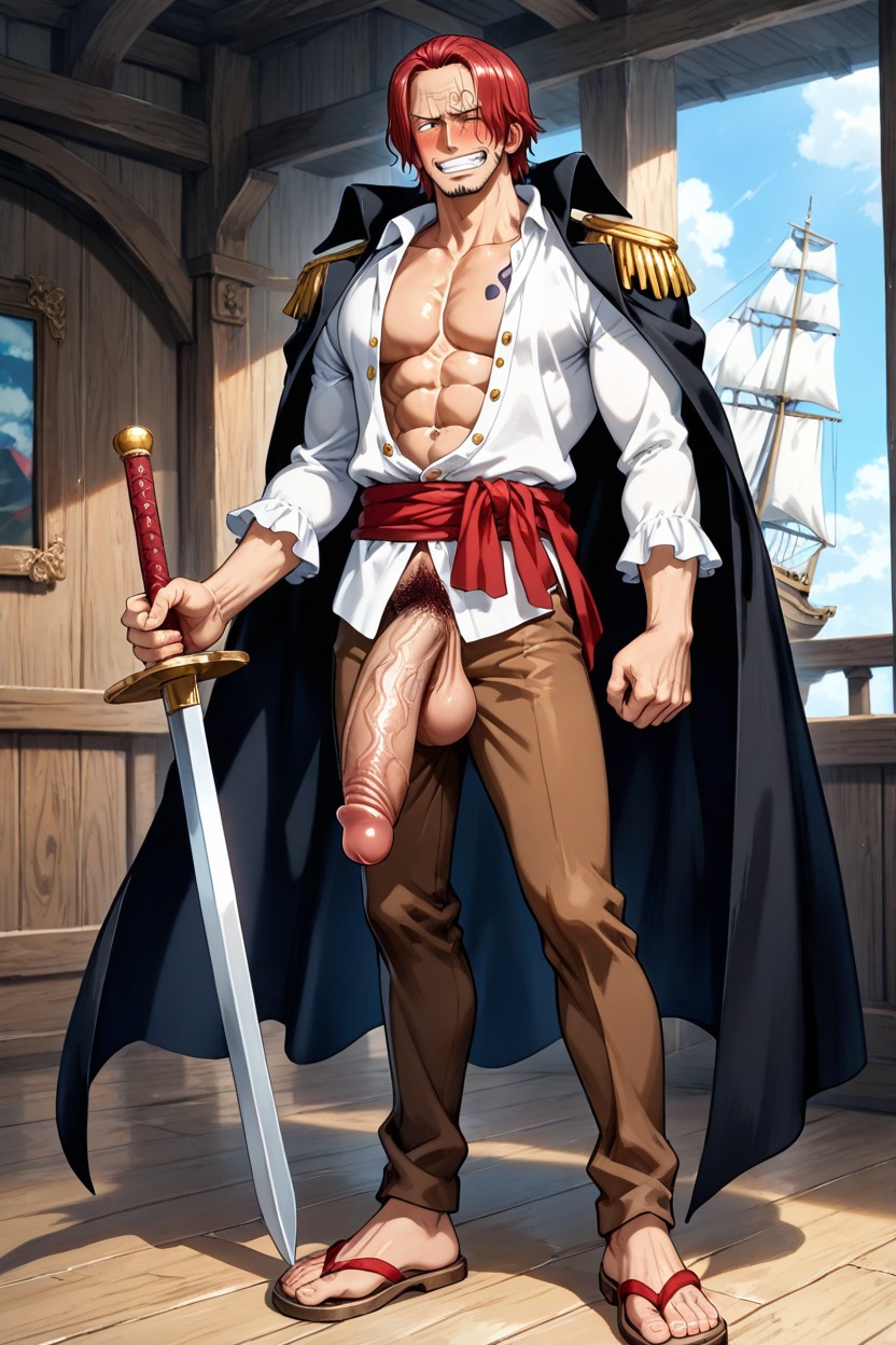 Slight Smile, Shanks, Horny AI Gay Porn