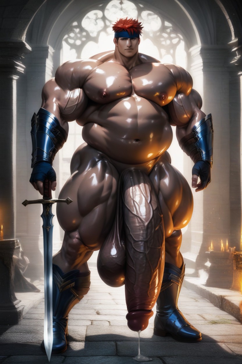 Veiny Penis, Red Cape, Hyper Length Penis AI Gay Porn