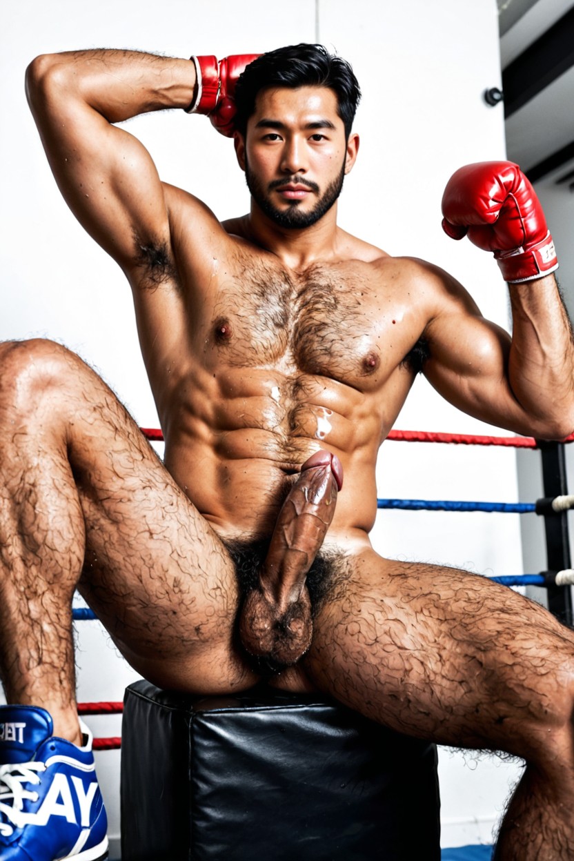 Hyper Realistic, Dense Chest Hair, Very Hairy Man ゲイAIポルノ