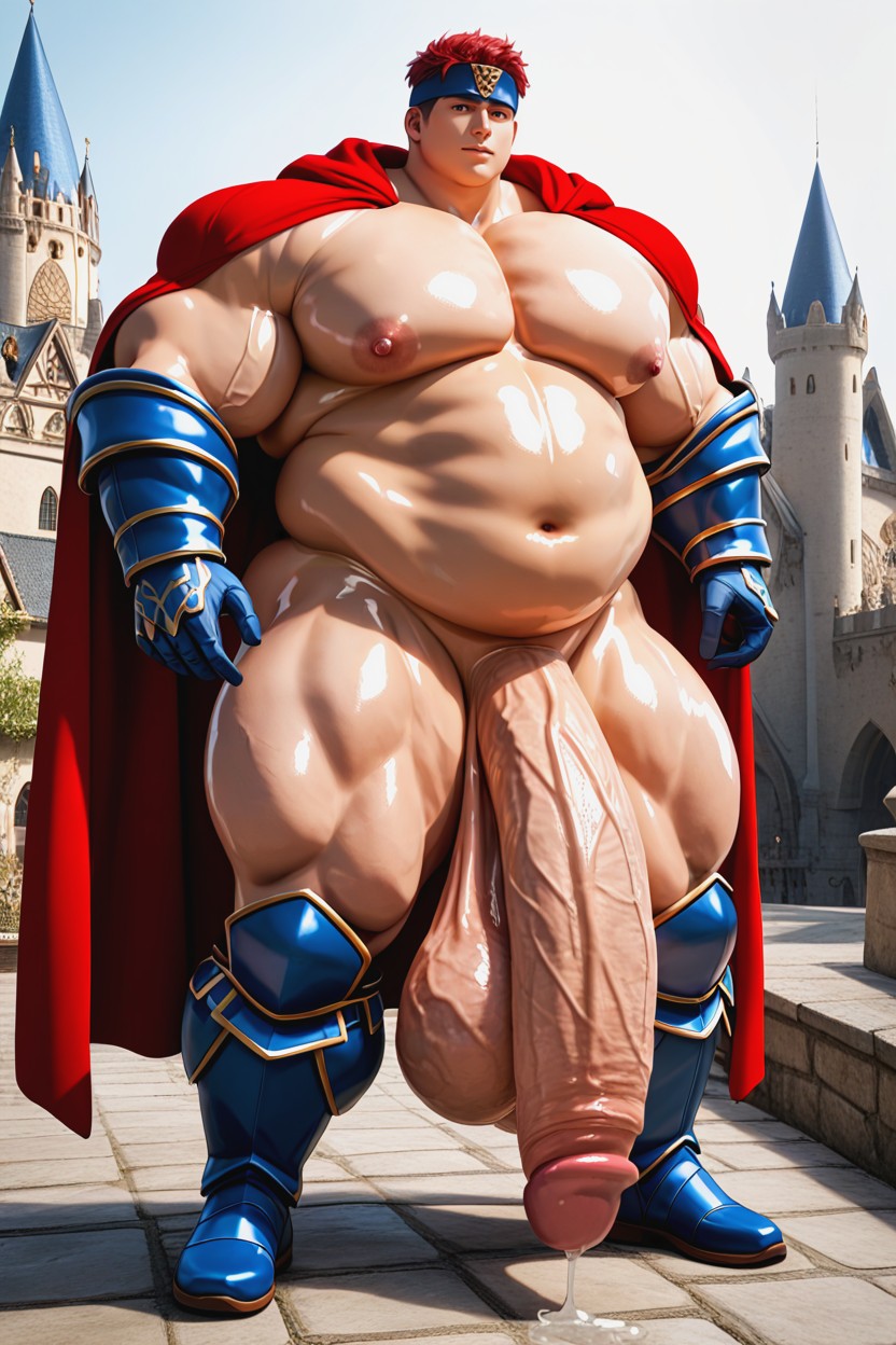Wide Hips, Gigantic Puffy Nipples, Comically Long Oversized Lengthy Penis ゲイAIポルノ