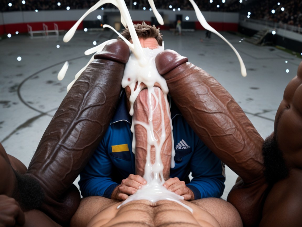 Group Of Men With Gigantic Hyper Cocks, Masculine Soccer Player With Open Mouth, Holding Huge Hyper Cock AI同性恋黄片