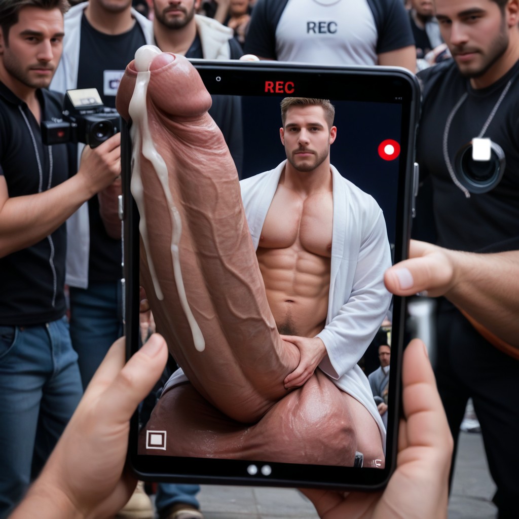 Recording On Phones, Males Only, Bathrobe AI Gay Porn
