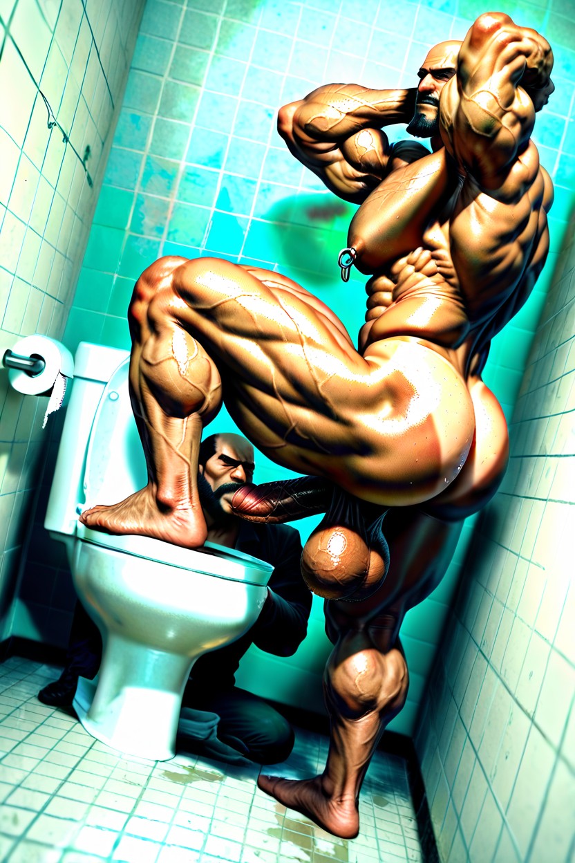 Correct Anatomy, Naked, Bald AI Gay Porn