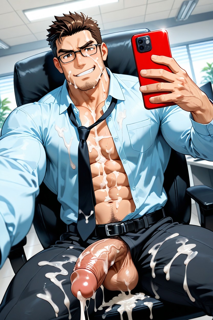 Massive Cum, Black Pants, Covered In Cum AI Gay Porn