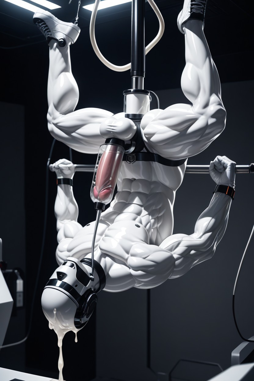 Milking Machine, White Skin, Silicone Skin AI Gay Porn