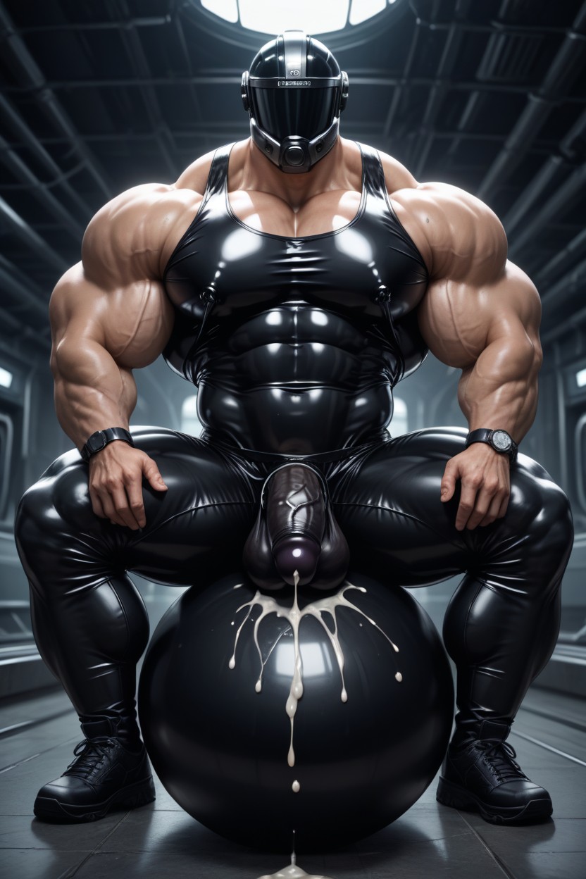 Space Ship, Exaggerated Hypertrophied Physique, Huge Biceps AI Gay Porn
