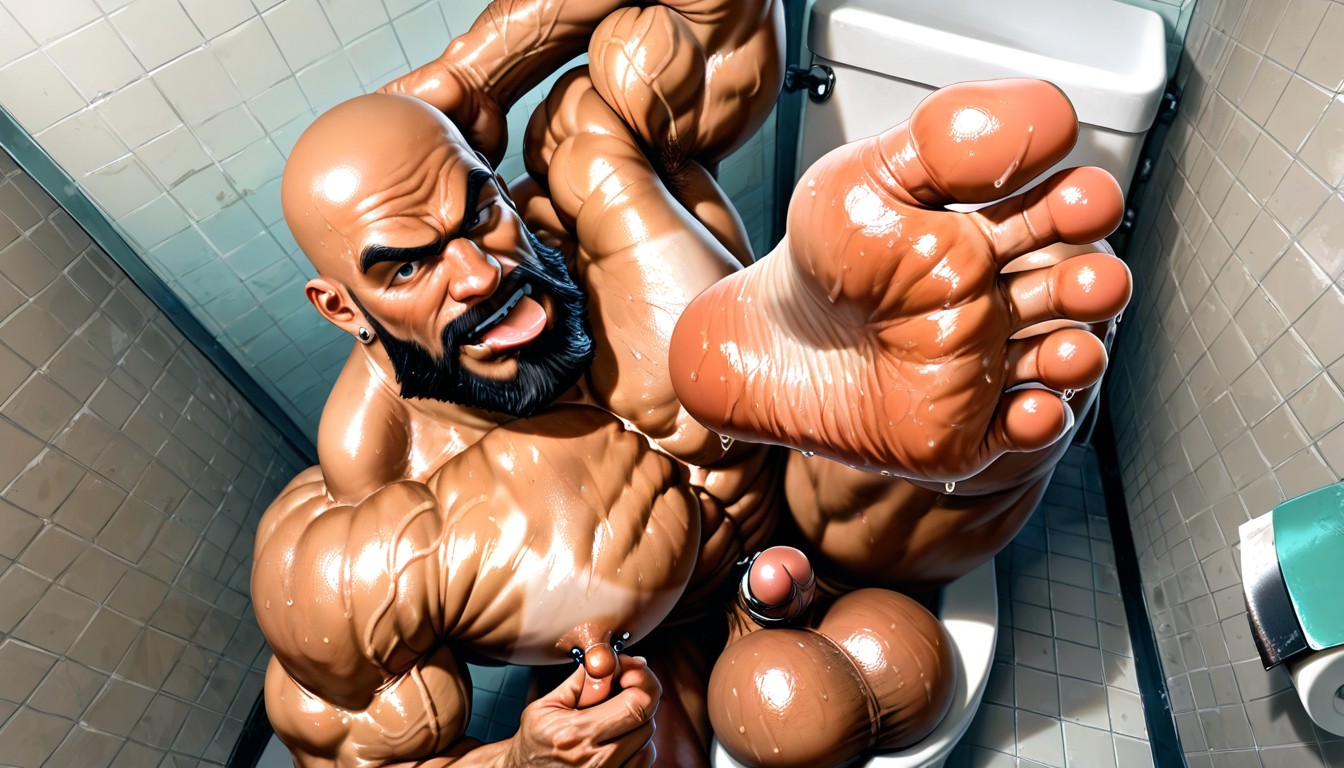 Cleft Chin, Dark Tanned Skin, Cigar AI Gay Porn