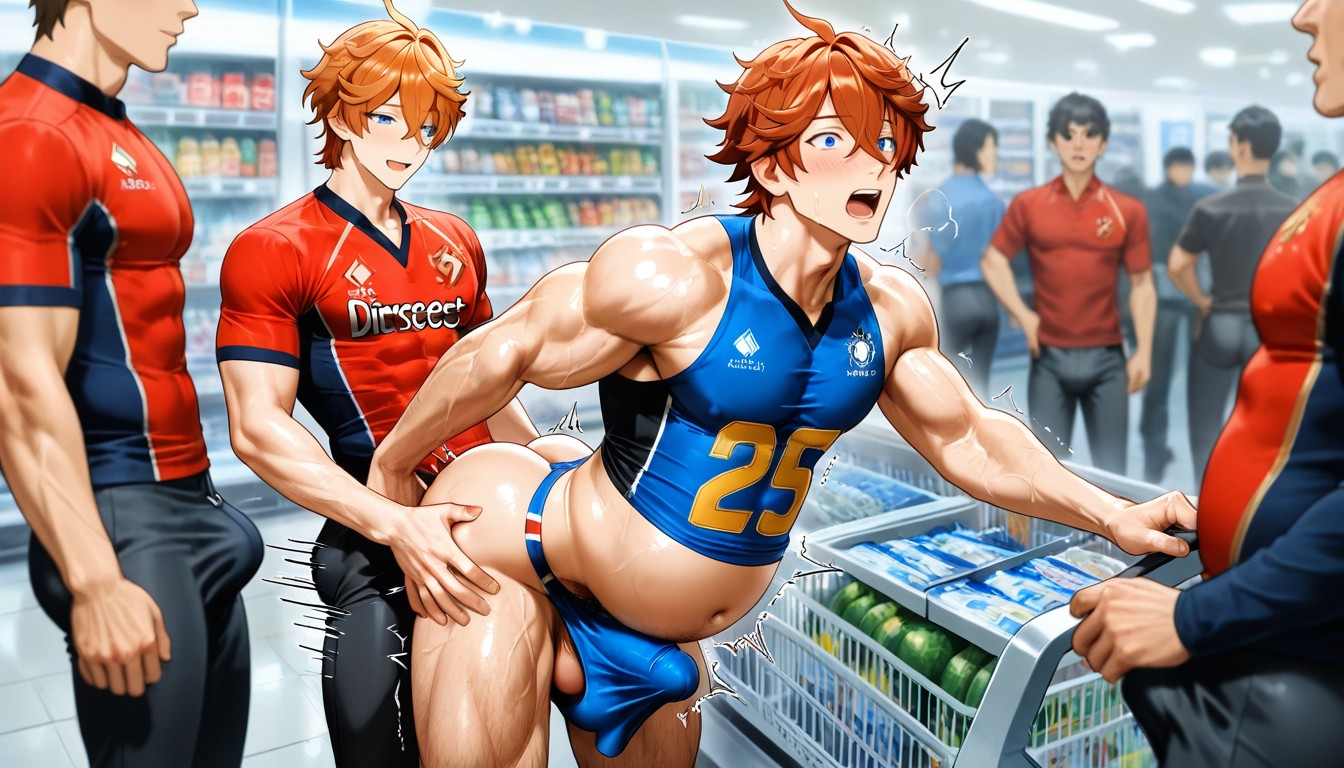 Amagi Rinne From Ensemble Stars And Tartaglia From Genshin Impact, Bottoming Guy Not Cumming, Penis Bulge AI Gay Porn