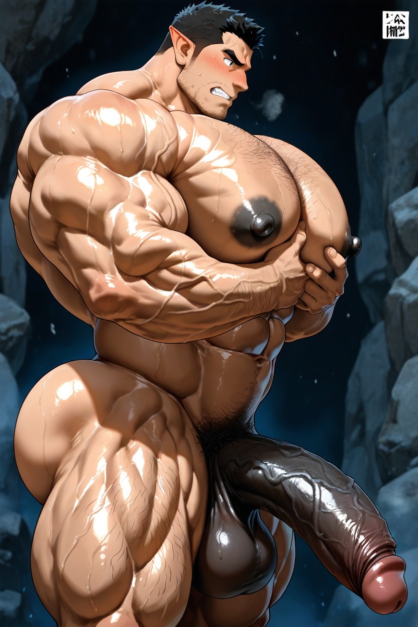Male Only, Tall Muscular Physique, Oversized Muscles AI Gay Porn