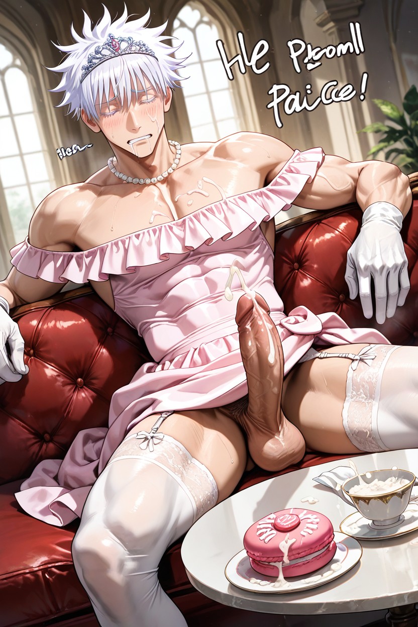Cum On Macaron, White Satin Opera Glove, Cum On Food AI Gay Porn