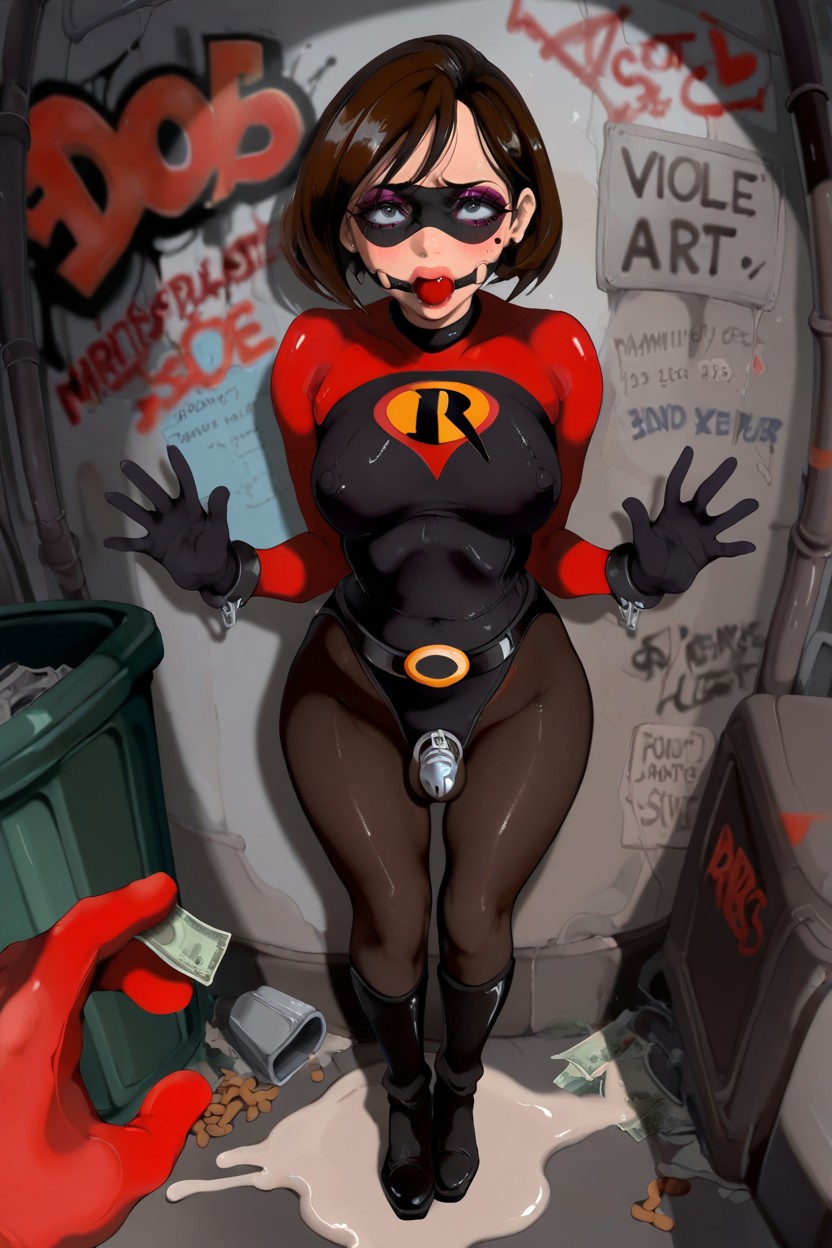 Massive Ass, Dark Alley, Large Red Ball Gag AI Gay Porn