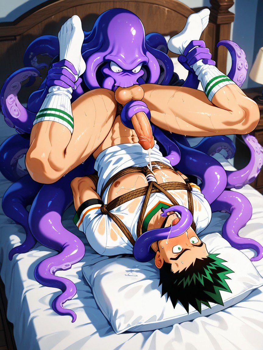 Upside Down, Bed, Big Arched Feet AI Gay Porn