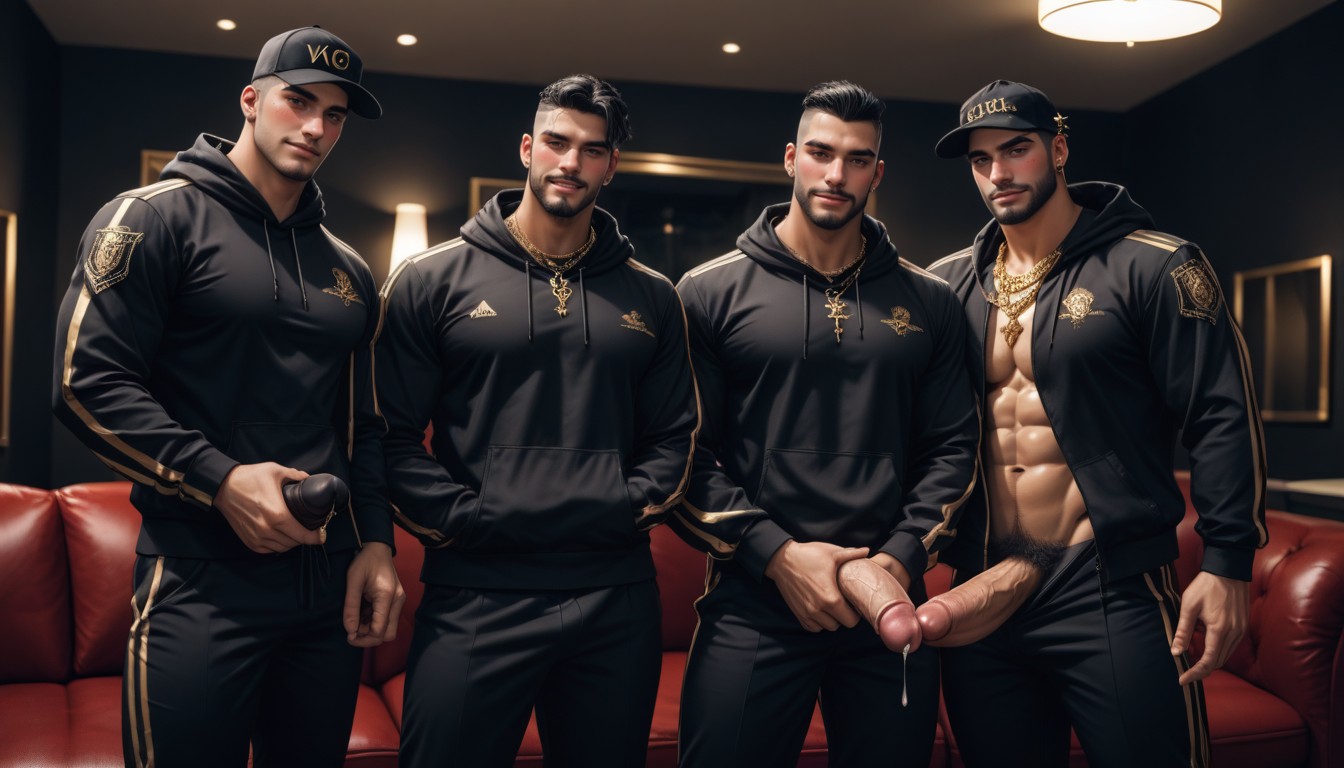 Black Background, Domination In Vip Room, Doing Lines AI Gay Porn