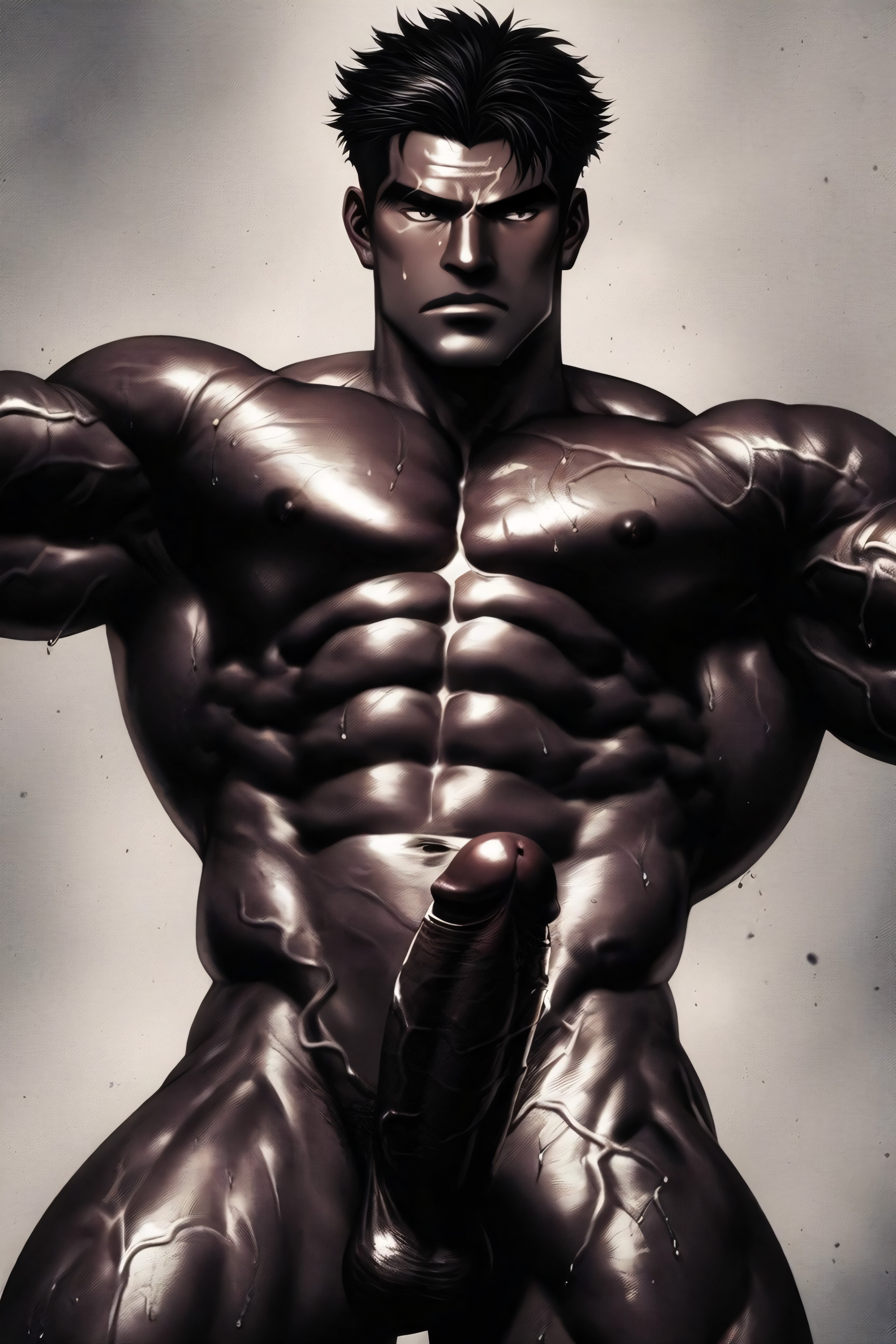Ejaculate Profusely, Dark Brown Skin, 18+ AI Gay Porn
