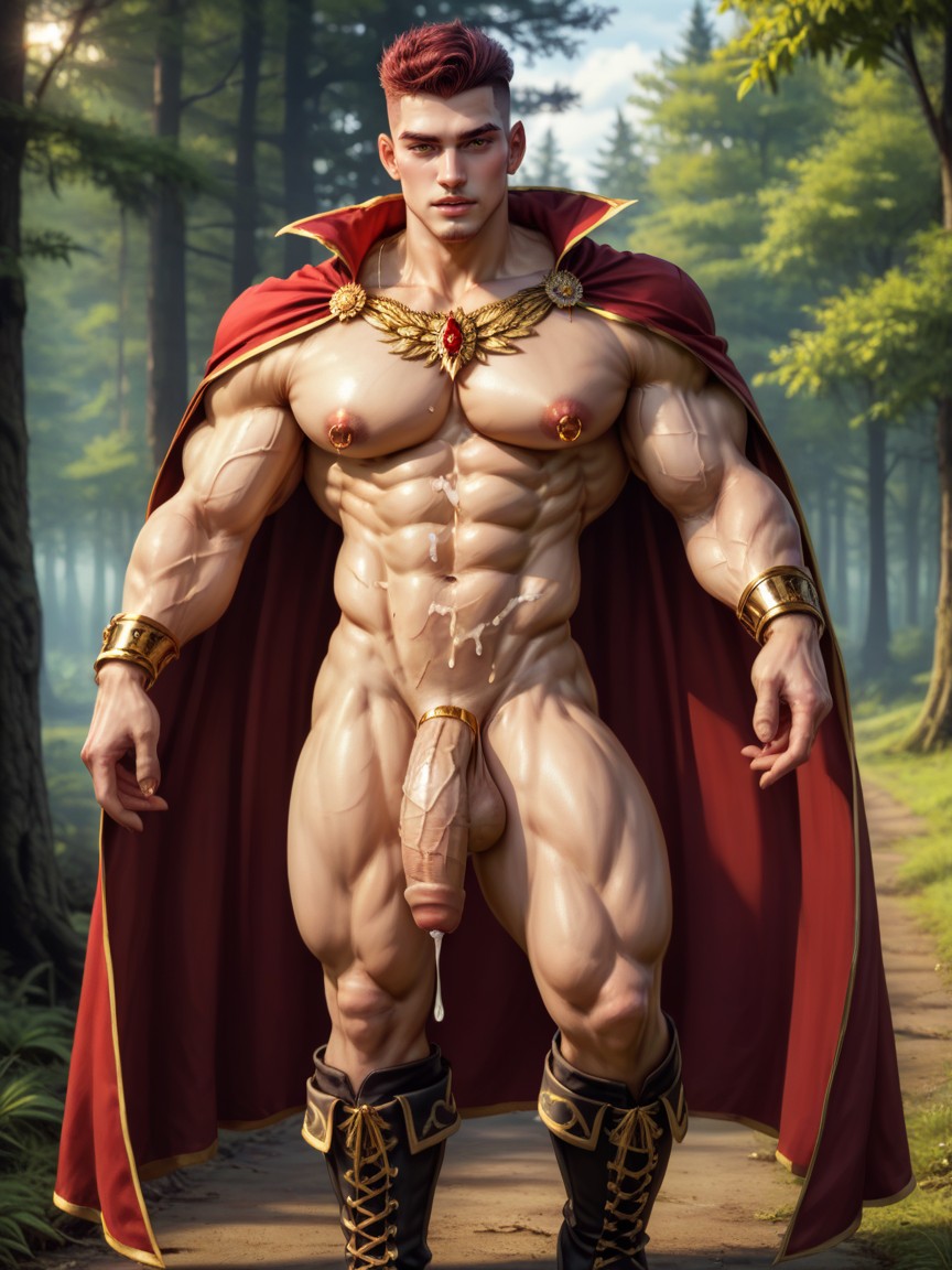 Huge Heavy Defined Bulging Pecs, Arms Spread, Dutch Dynamic Angle AI Gay Porn