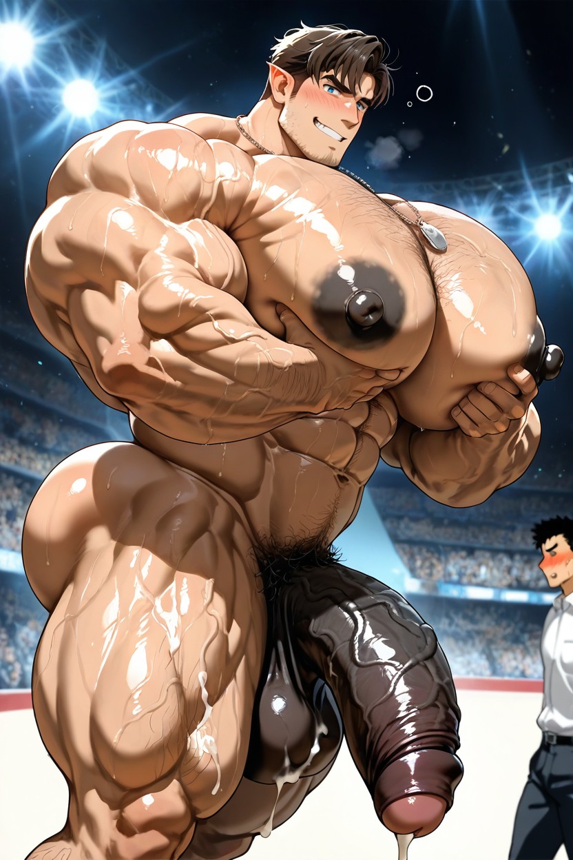 Oversized Muscles, Masculine, Tall Muscular Physique AI Gay Porn