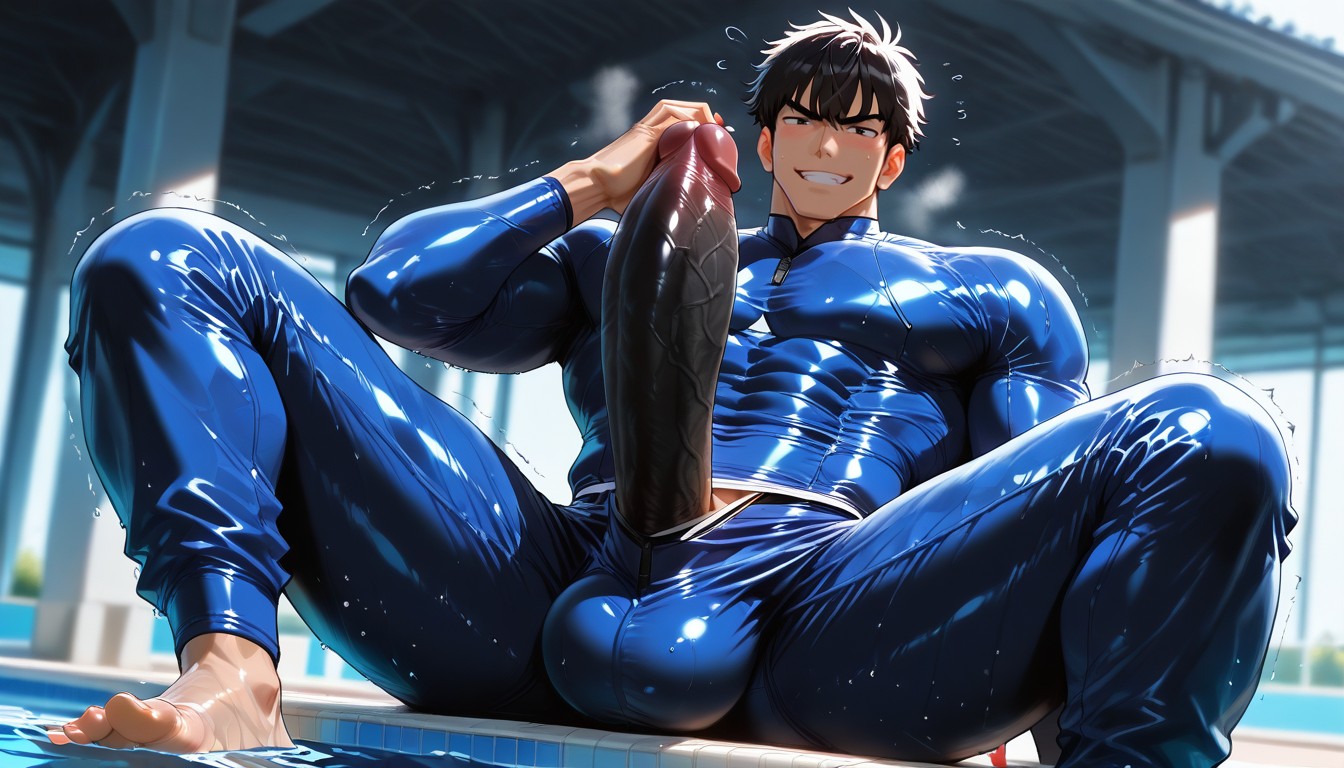 Massive Penis Bulge, Legs In Water, Penis Not Visible AI Gay Porn