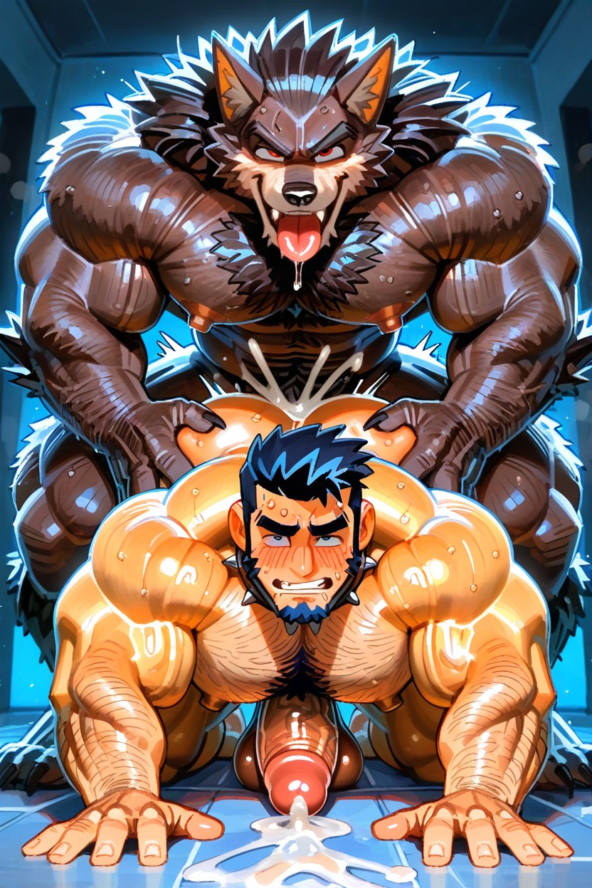Hairy Werewolf, Bending Over, Naked Body AI Gay Porn