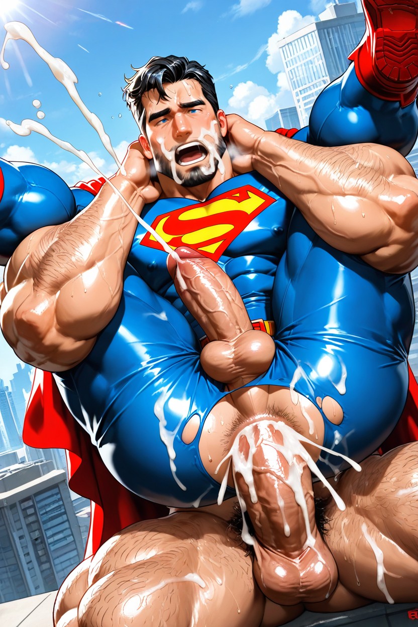Bright Sunlight, Superman Suit, Daytime AI Gay Porn