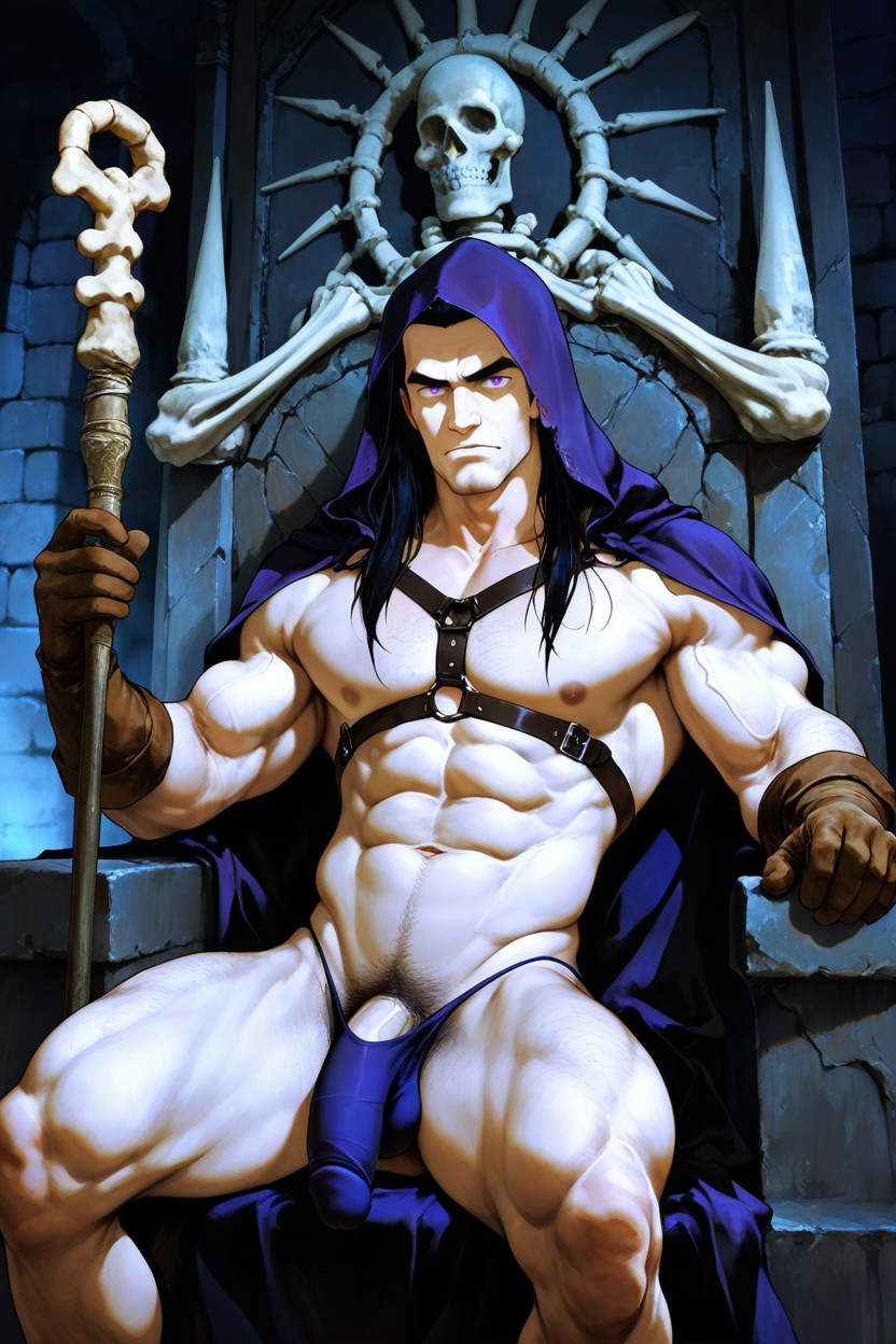 Men Only, Detailed Face, Muscular Sorcerer AI Gay Porn