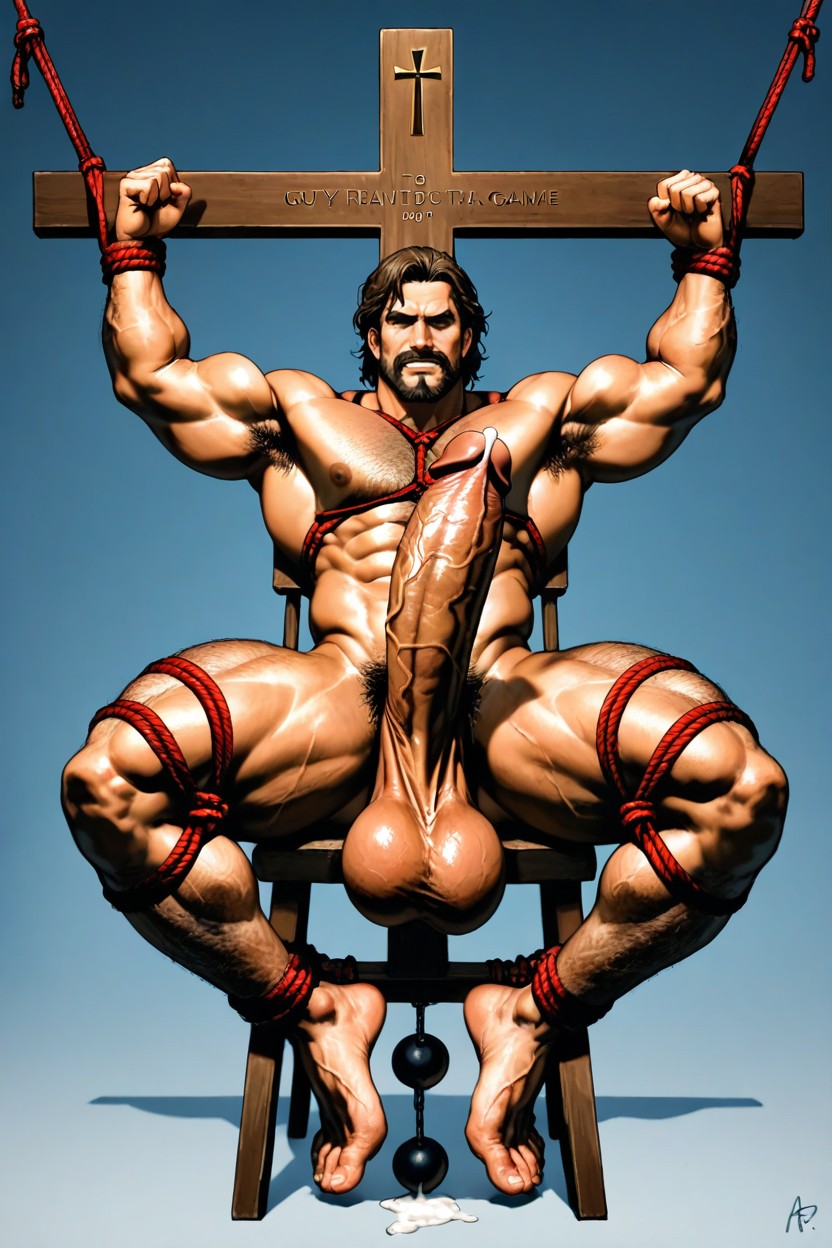 Extreme Stretched Balls To The Ground, Dynamic Pose On Cross, Anatomy AI同性戀黃片