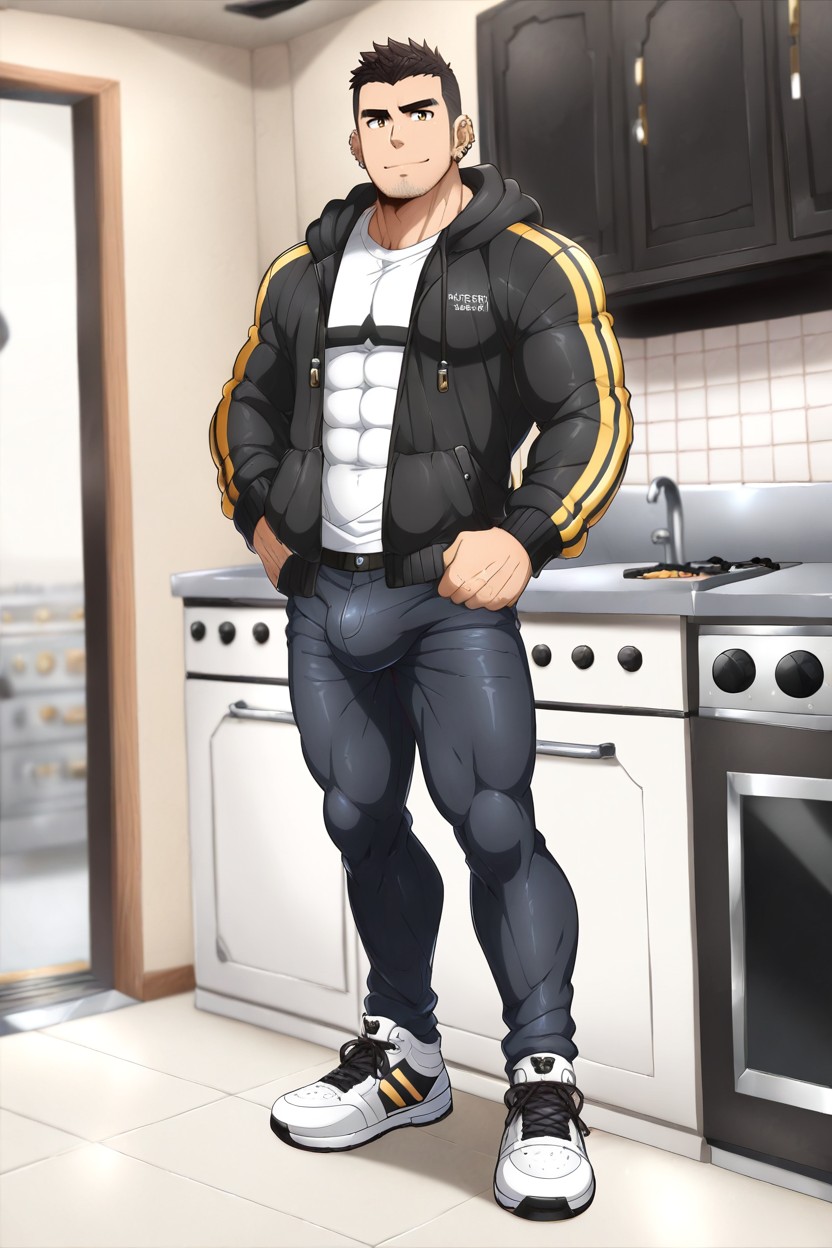 Fit, Slight Smile, Standing AI Gay Porn